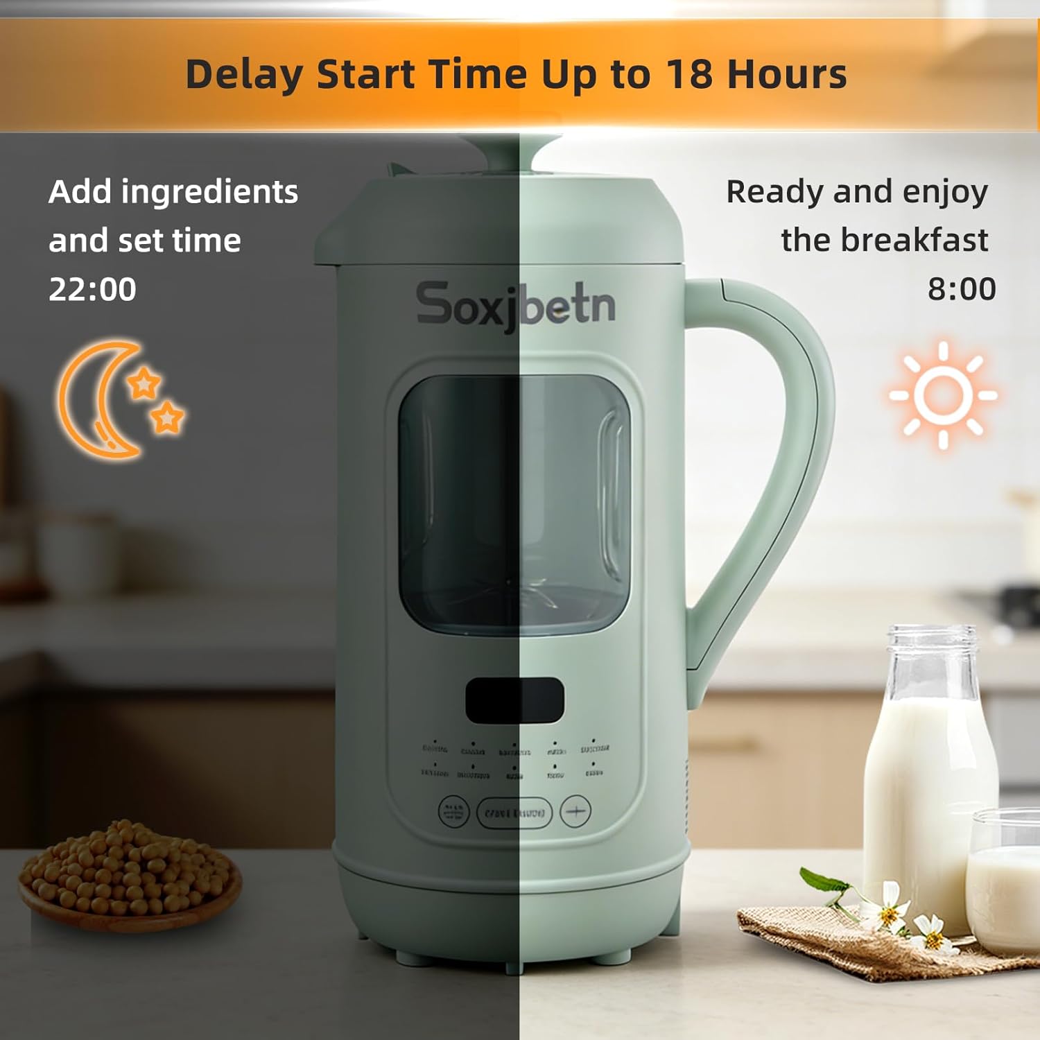 Nut Milk Maker & Multi-Function Blender - 1L Large Capacity, Self-Cleaning, for Almond Milk, Soy Milk, Smoothie, Juice, Baby Food, Soup & More, Quiet Design with Visual Window