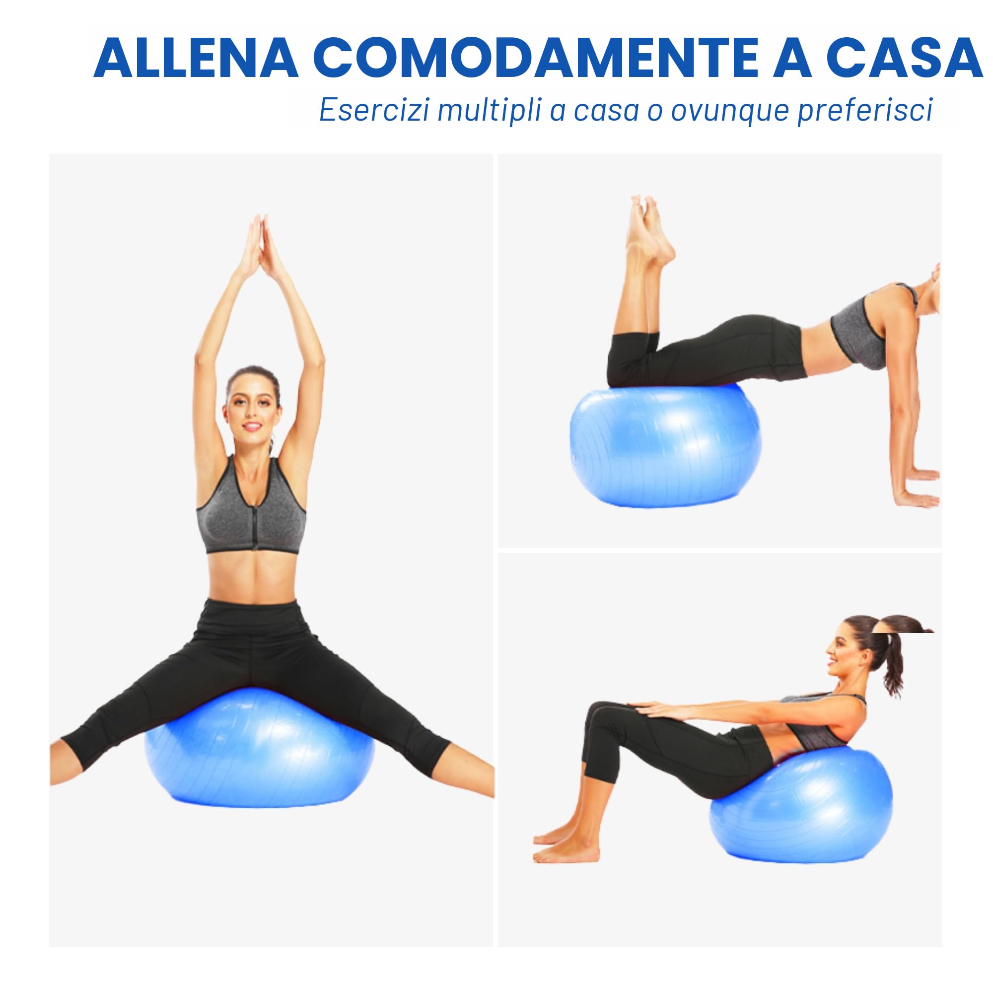 MAGIC SELECT Palla da Yoga 55 cm. Palla da Pilates in PVC Antiscivolo,Fitness, Fitball Resistente per Donne Incinte per Stretching, Equilibrio,Rilassamento con Gonfiatore Incluso.