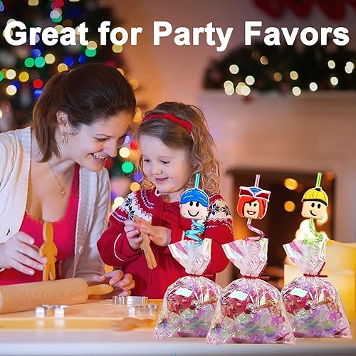 Miniatura 5 de 24 popotes de bloques de robot con 2 cepillos de limpieza 6 diseños ideales para cumpleaños temáticos de videojuegos como recuerdos de fiesta y