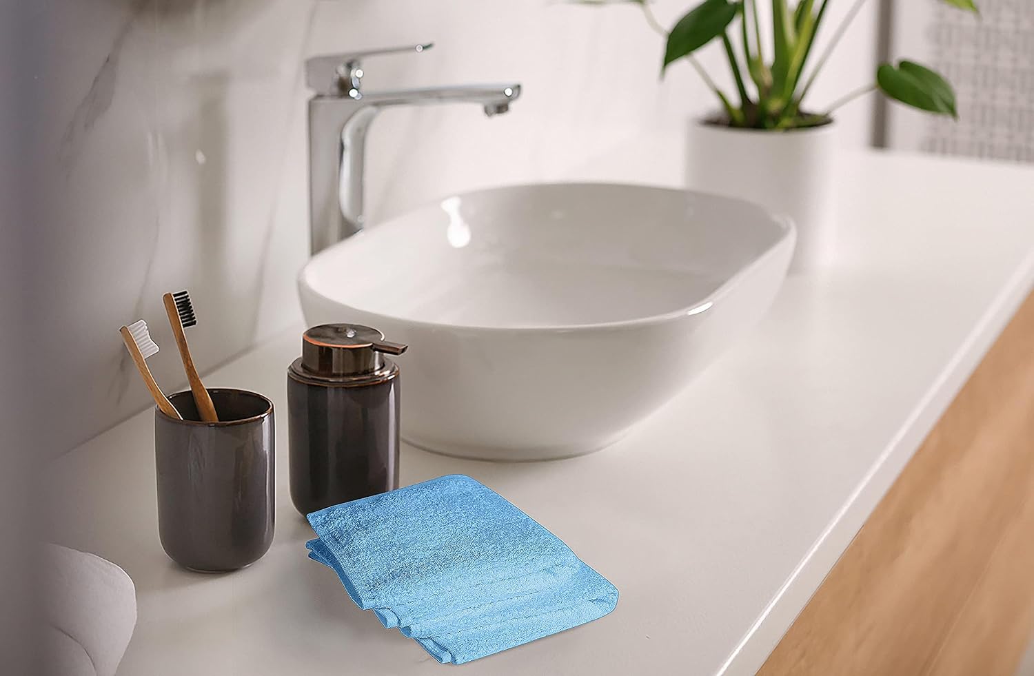 100% Cotton Washcloths (12x12 Inches) Soft, Highly Absorbent Washcloth, Face Towels, Wash Cloths for Face, Ring Spun, Bulk Pack (Sky Blue, 60 Pack)