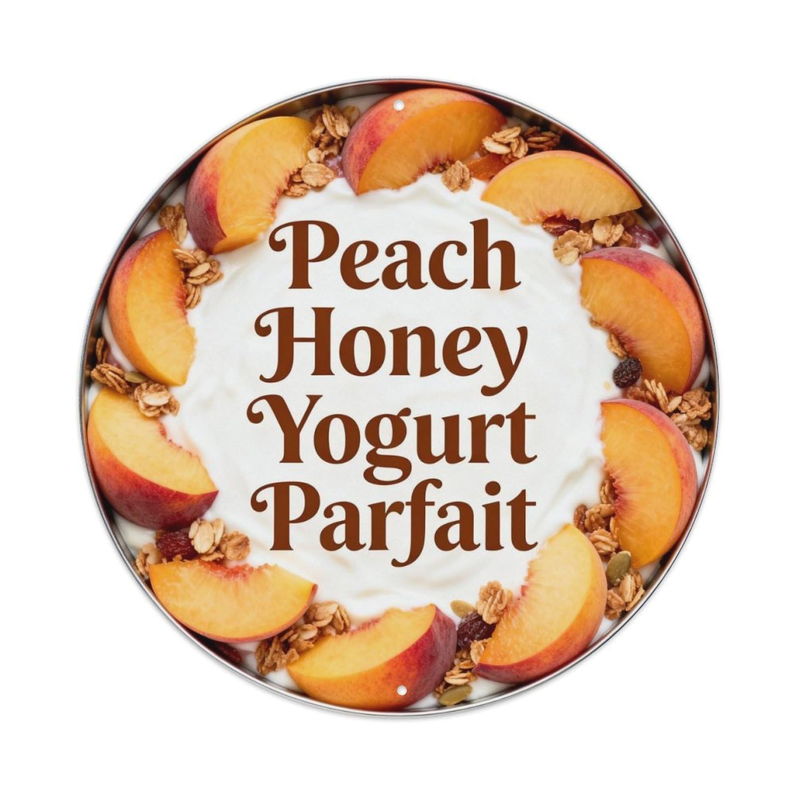 Peach Honey Yogurt Parfait Metal Tin Sign Plaque