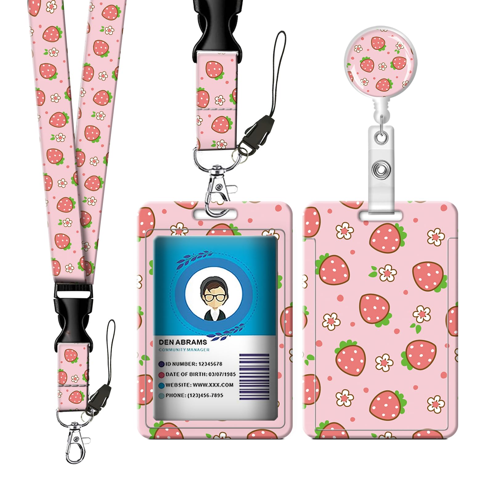 ID Badge Holder with Retractable Lanyard and Keychain, Badge Reel with Clip,Card Name Tag Lanyard ID Protector Bage Clips for Student, Women, Office (