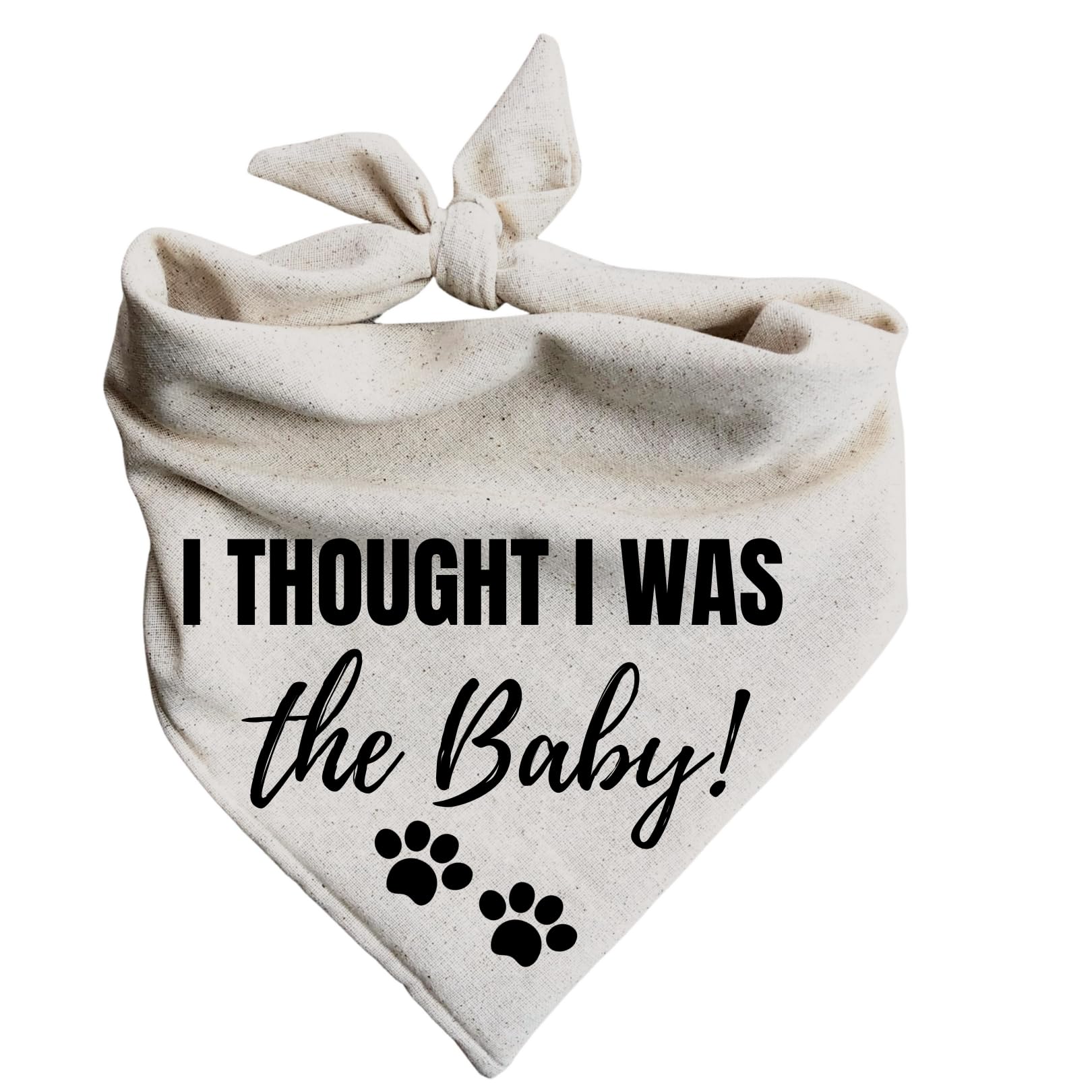 Dog Bandanas Pregnancy Announcement I Thought I was The Baby! Paw Prints Oatmeal Beige (X-Large)
