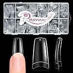 Ranrose 504PCS Fake Nails, French Tip Soft Gel Nail Tips Clear 12 Sizes Acrylic Nail Kit Half Cover False Nails Manicure with Box for Nail Extensions Art Salons and Home DIY