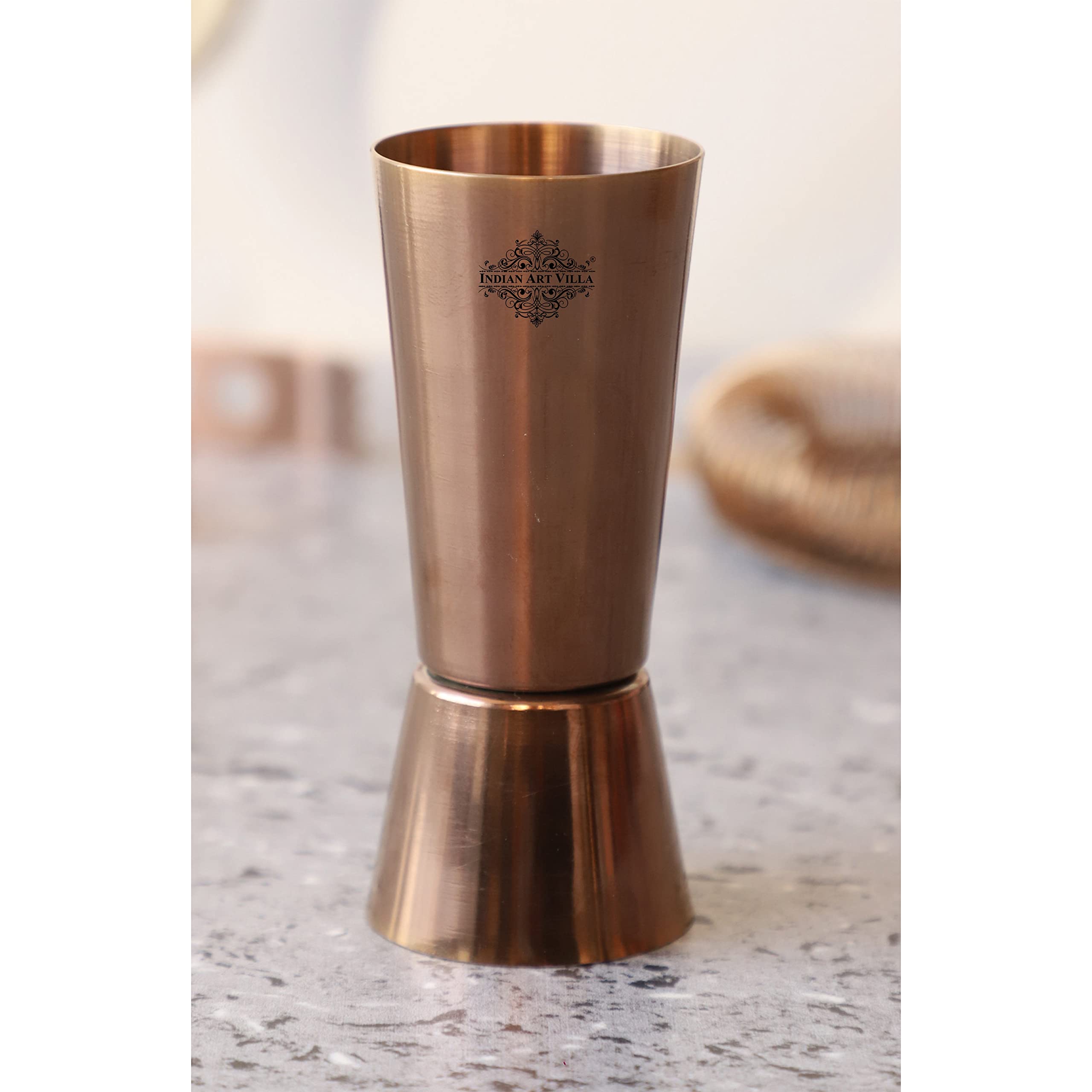 Indian Art Villa Stainless Steel Rose Gold Finish Double Sided Peg Measure Glass, Barware, Bar Accessories & Tools for Bars, Catering Venues, Home, Party, Hotels, Volume-60 & 30 ML, Color - Rose Gold