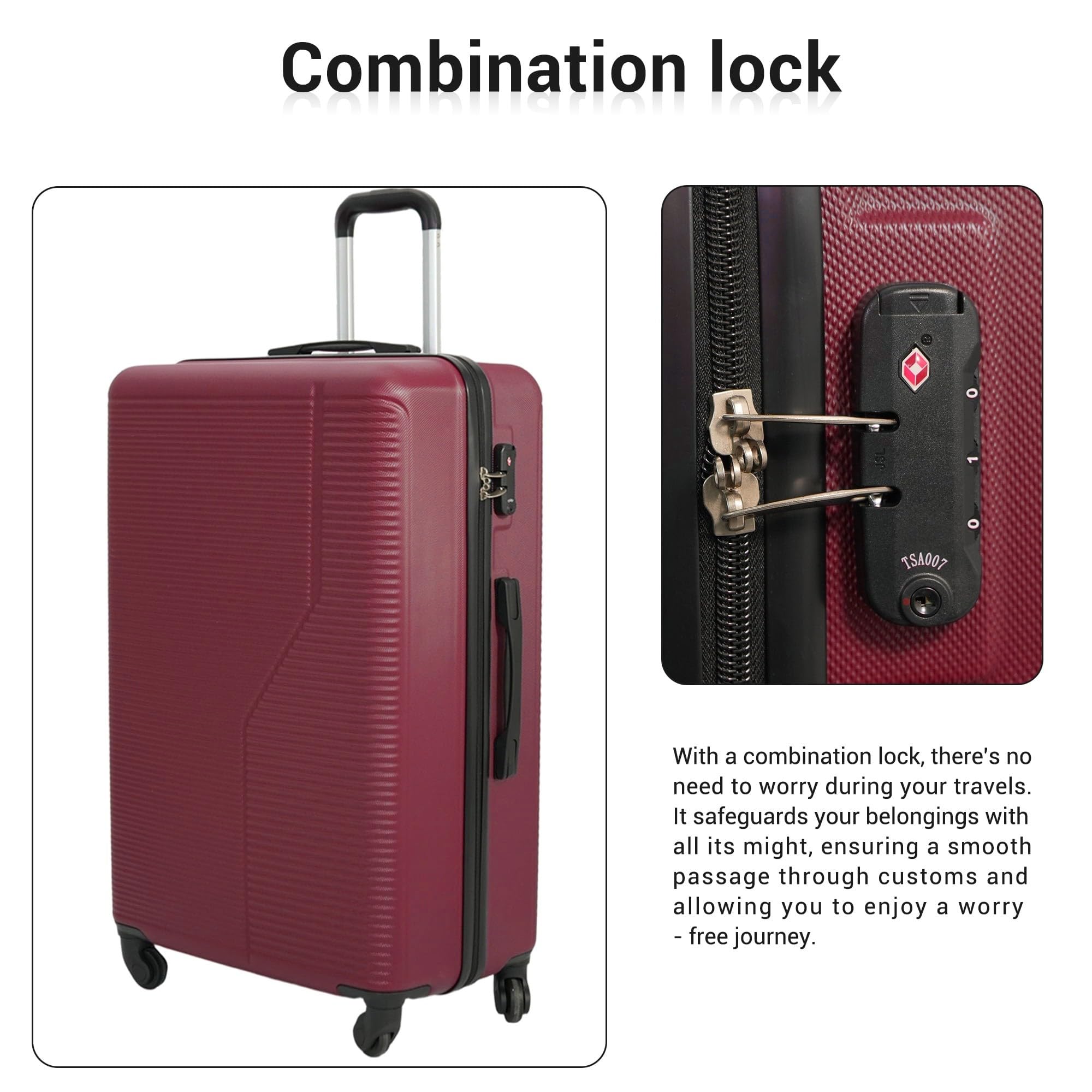 3 Piece Luggage Set Hardside Expandable Suitcase with Spinner Wheels, TSA Lock, Lightweight ABS Luggage for Travel 20/24/28 Inch — view 3