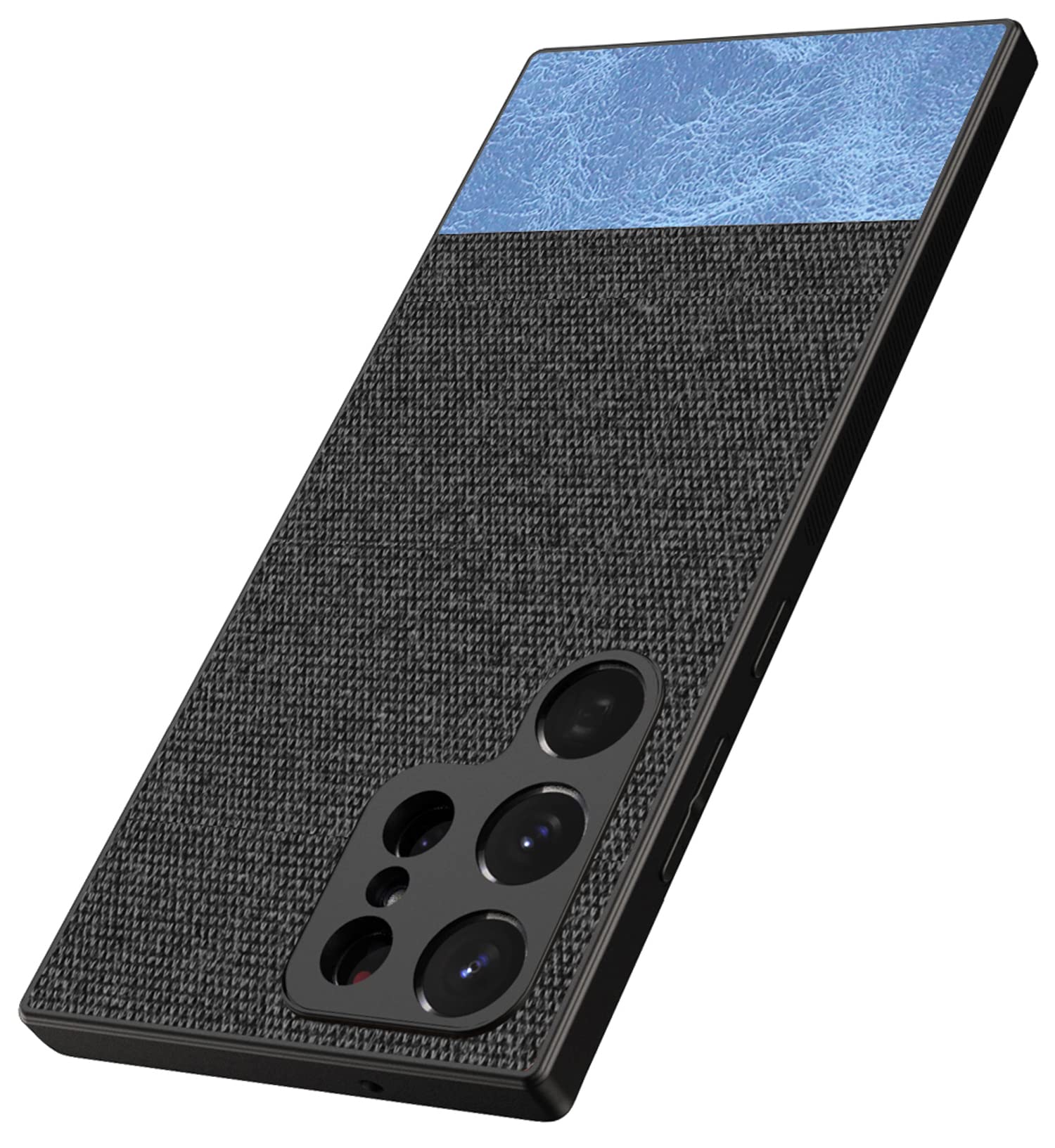 Kapa Soft Fabric & Leather Hybrid for Samsung Galaxy S23 Ultra Back Cover | Shockproof Hybrid Slim Hard Anti Slip Back Case (Black, Blue) (B0BS9QB3LQ) Amazon Price History, Amazon Price Tracker