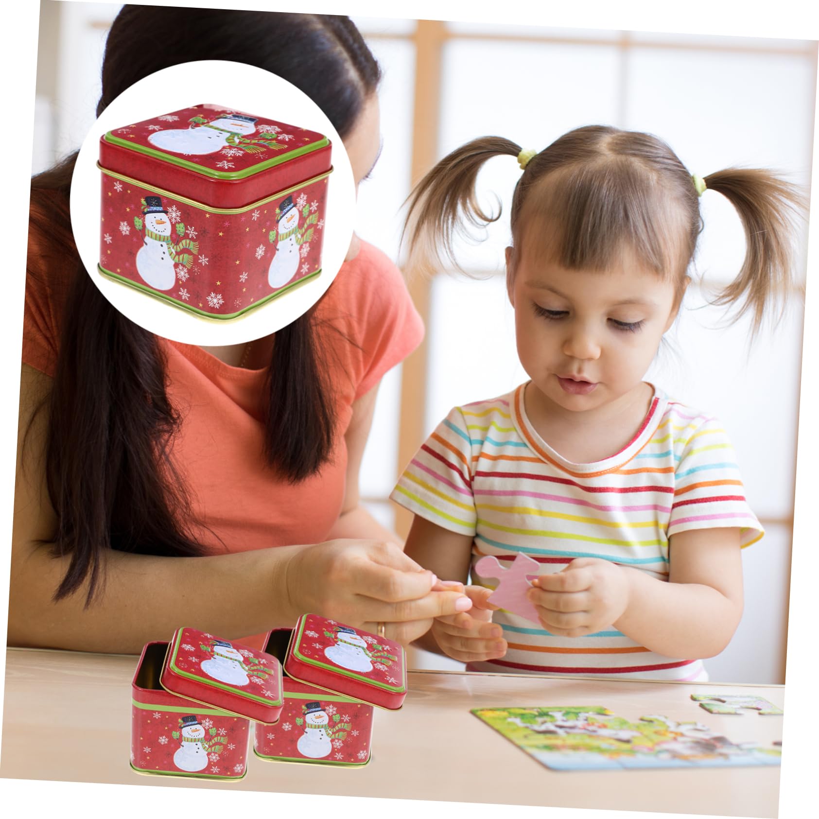 ABOOFAN 6 Stück Weihnachts Weißblech Keksdose Mit Deckel Quadratisch Leichte Metallbox Für Süßigkeitenaufbewahrung Dekorative Geschenkverpackung Für Feier Party