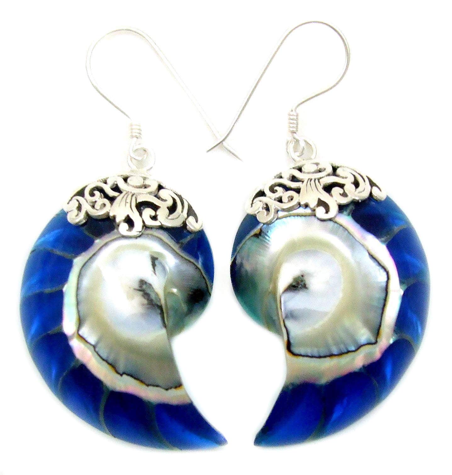 SwimmiNatural Mother of Pearl Earrings, Handmade Dangle Drop 925 Sterling Silver Mother of Pearl Earrings for Women Jewelry SB026-A