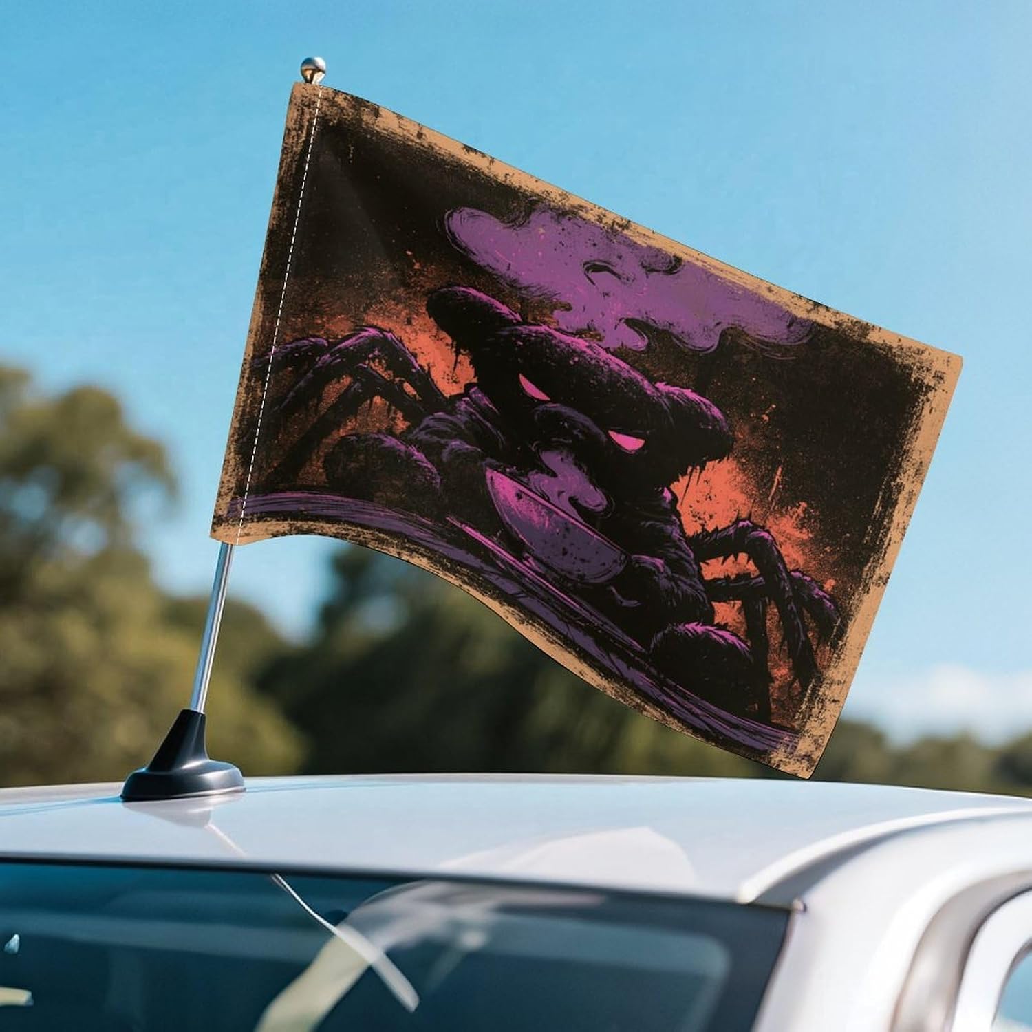 Spider Bear Car Window Banner 7.9x11.8 & 11.8x17.7 Inch Vehicle Window Mount Accessories For Car Windows image 5