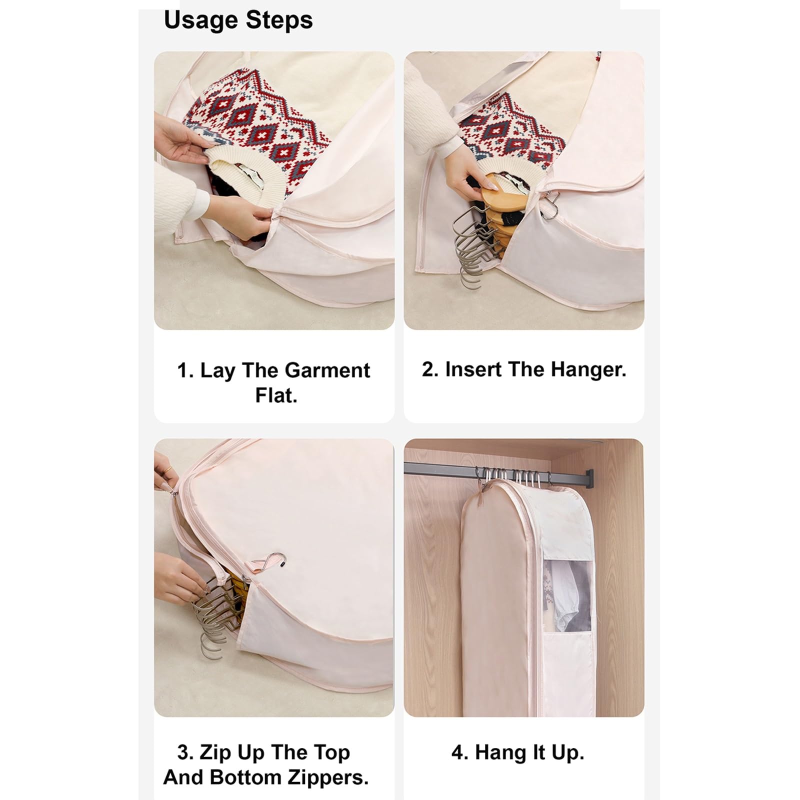 Fundas Abrigos para Colgar, Fundas Ropa con Cremallera que Ahorra Espacio, Bolsas Protectoras para Abrigos de Plumón y Trajes(White,58 * 40 * 130cm/23 * 16 * 51in)