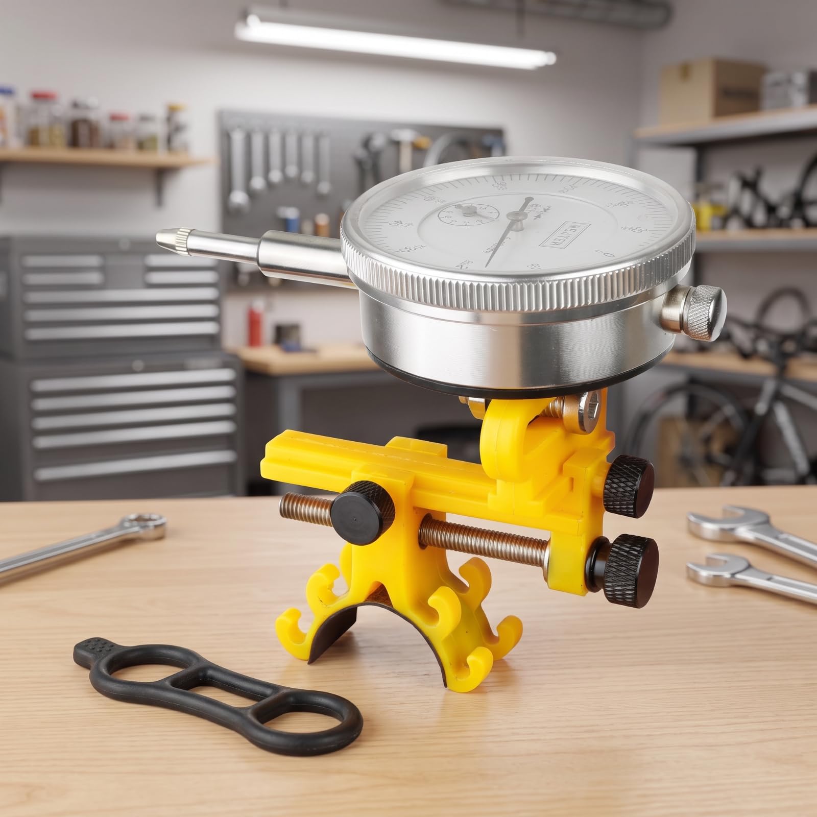 Centraruote con Comparatore Ago per Bici Attrezzo Portatile Rdrizzamento Cerchio Regolazione Raggi Fissaggio a Vite atto per Officina Ciclistica Manutenzione