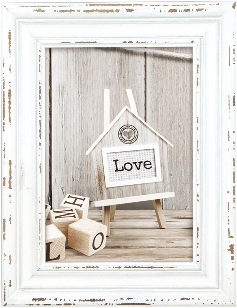 Zep SY946W Rivoli Wooden Photo Frame, 10 x 15 cm, White, Beige, 10 x 15 cm