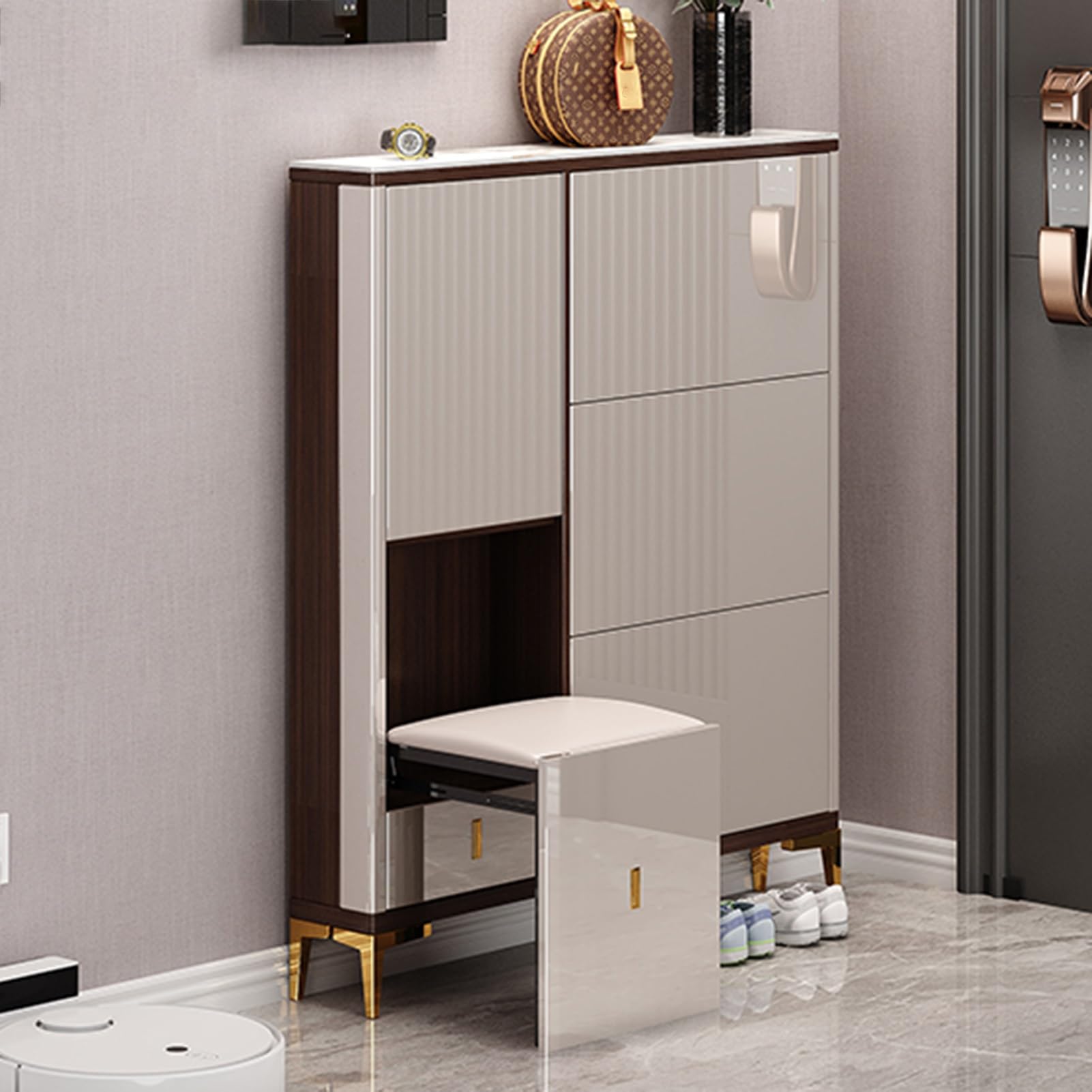 Schuhschrank, Schuhkommode, Platzsparend Regal für Schuhe, Multifunktional Schuhablage Schuhaufbewahrung, Schuhschränke für Flur Oder Eingangsbereich(120x110x24cm/47.2x43.3x9.4in)