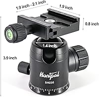 Vista 4 de HUNTPAL Soporte de cabeza de bola de trípode de 1.417 in para rifles, soportes para pistolas con tornillo de 1/4 de pulgada, montaje de rosca de 3/8