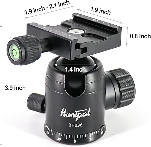 Miniatura 4 de HUNTPAL Soporte de cabeza de bola de trípode de 1.417 in para rifles, soportes para pistolas con tornillo de 1/4 de pulgada, montaje de rosca de 3/8