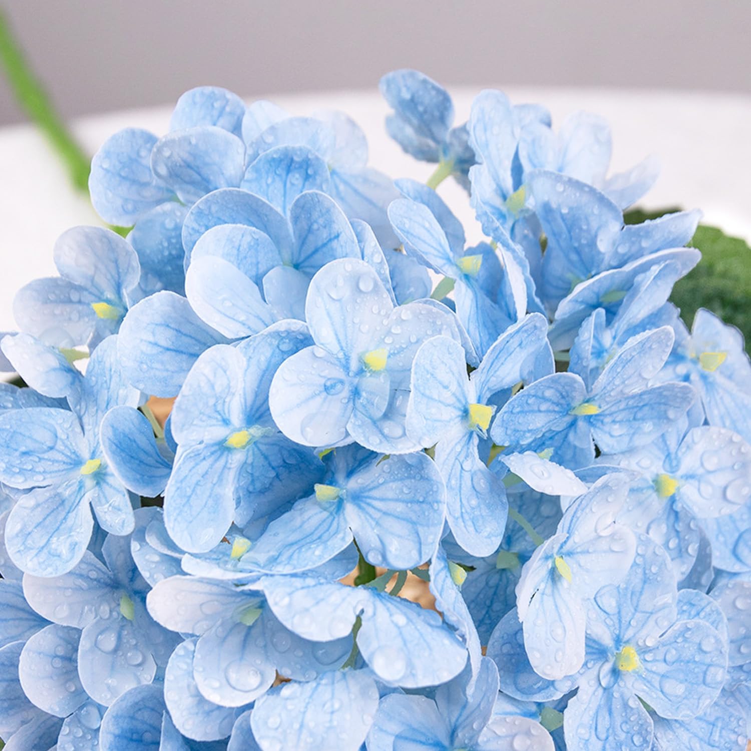 3 Pcs Hydrangea Artificial Flowers 21 Inch Real Touch Blue Latex Faux Hydrangea Flowers Large Fake Flowers Suitable for Home Decor Party Floral Arrangements Weddings Bouquets Centerpieces - Image 2