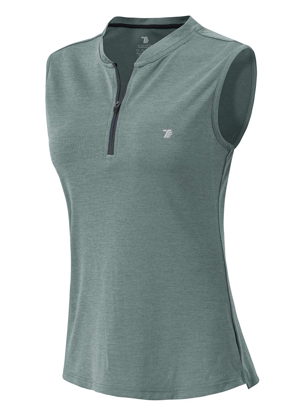 YSENTO Womens Sleeveless Golf Polo Shirts Zip UP Tennis Sports Athletic Tank Tops UPF 50+(Cyan,XS)