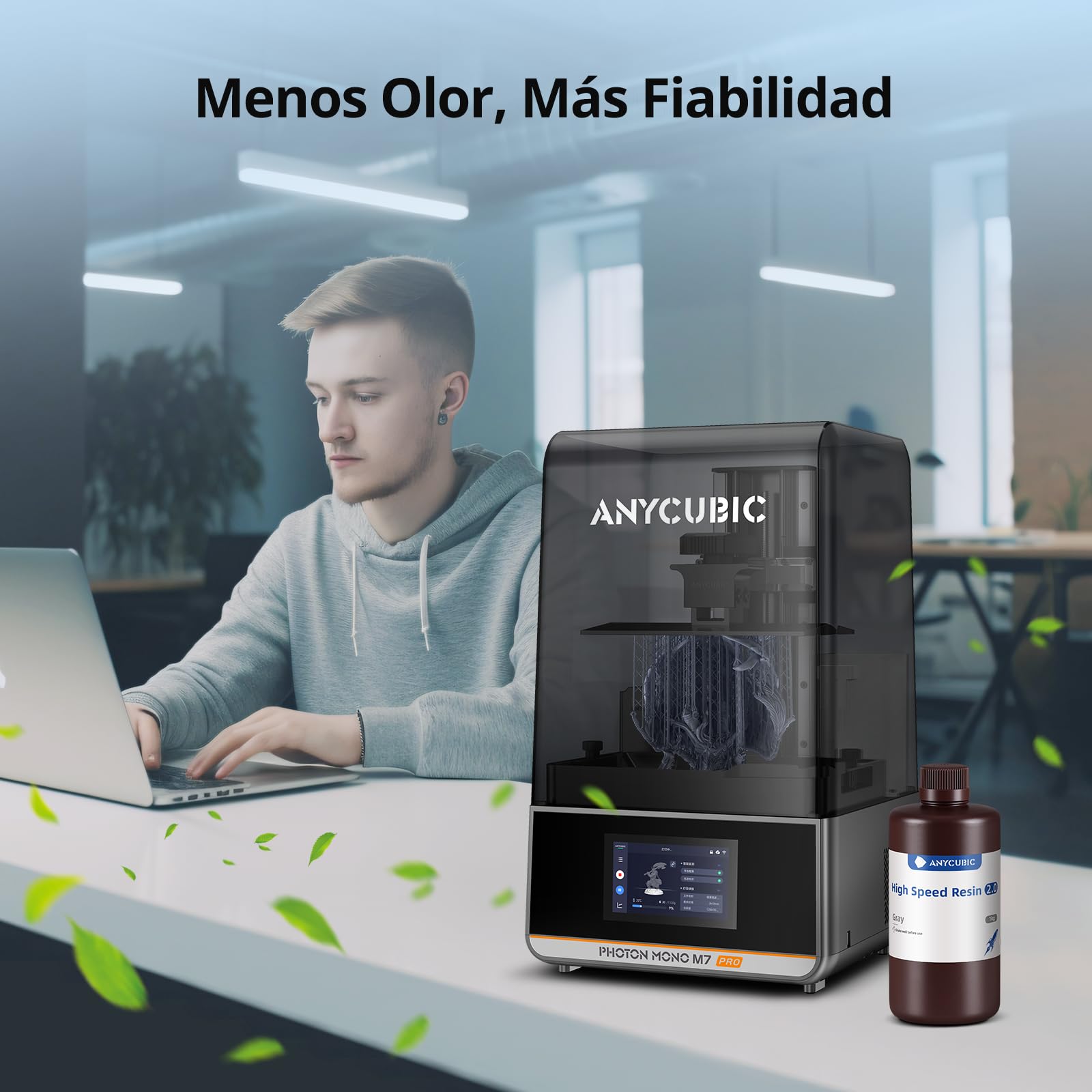 Anycubic High Speed Resin 2.0, Resina para Impresora 3D con un 50% Menos de Viscosidad, 170 mm/h de Velocidad, Inastillable y de Bajo Olor para Photon Mono M7 Pro, Gris 1000g