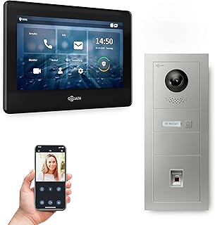 Goliath Hybrid | 2-Draht Bus | Full-HD Video Türsprechanlage | App | 1-Fam | 1 x Full-Touchscreen 7" | Aluminium Unterputz Türstation | + Fingerprint | 180° Ultra-Weitwinkel | AV-BUS-547