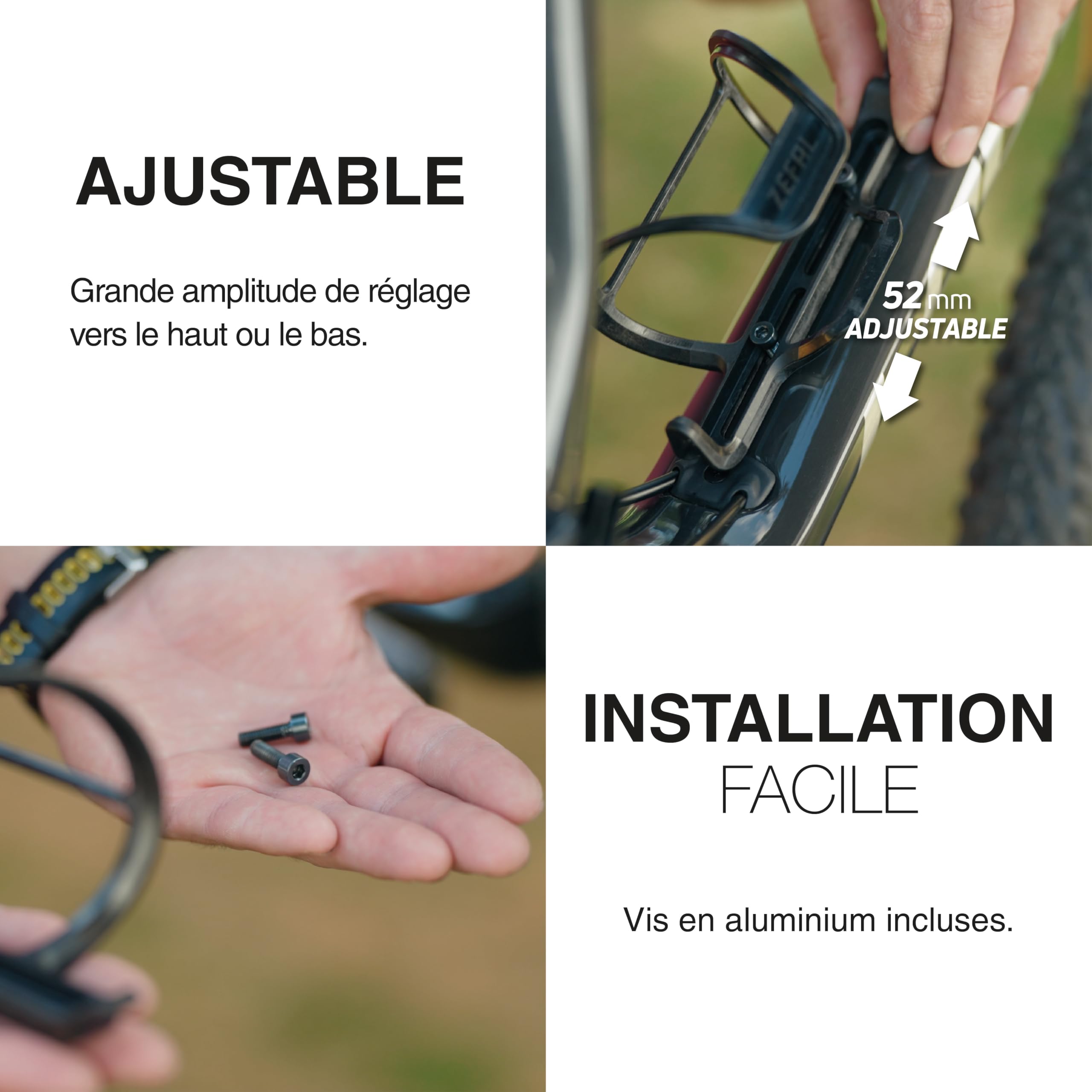 ZEFAL Pulse S2 à Droite - Porte Bidon Vélo à Ouverture Latérale - Porte Gourde Velo Légère - Porte Bidon VTT ou Vélo de Route en Fibre de Carbone - 28 g - Fabriqué en France, Noir