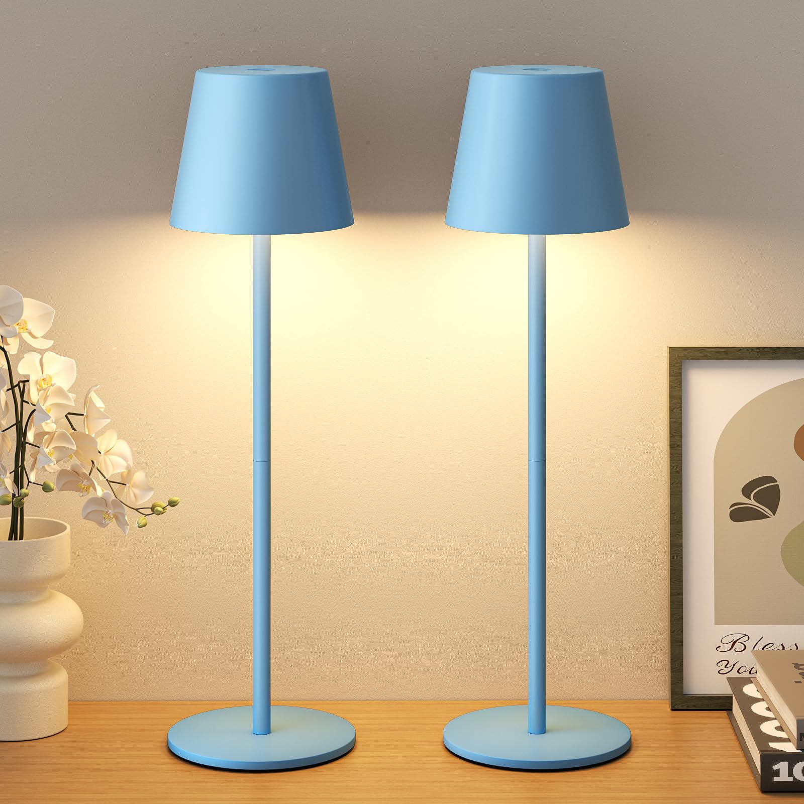 2 Pièces Lampe de Table LED Sans Fil pour Extérieur Intérieur