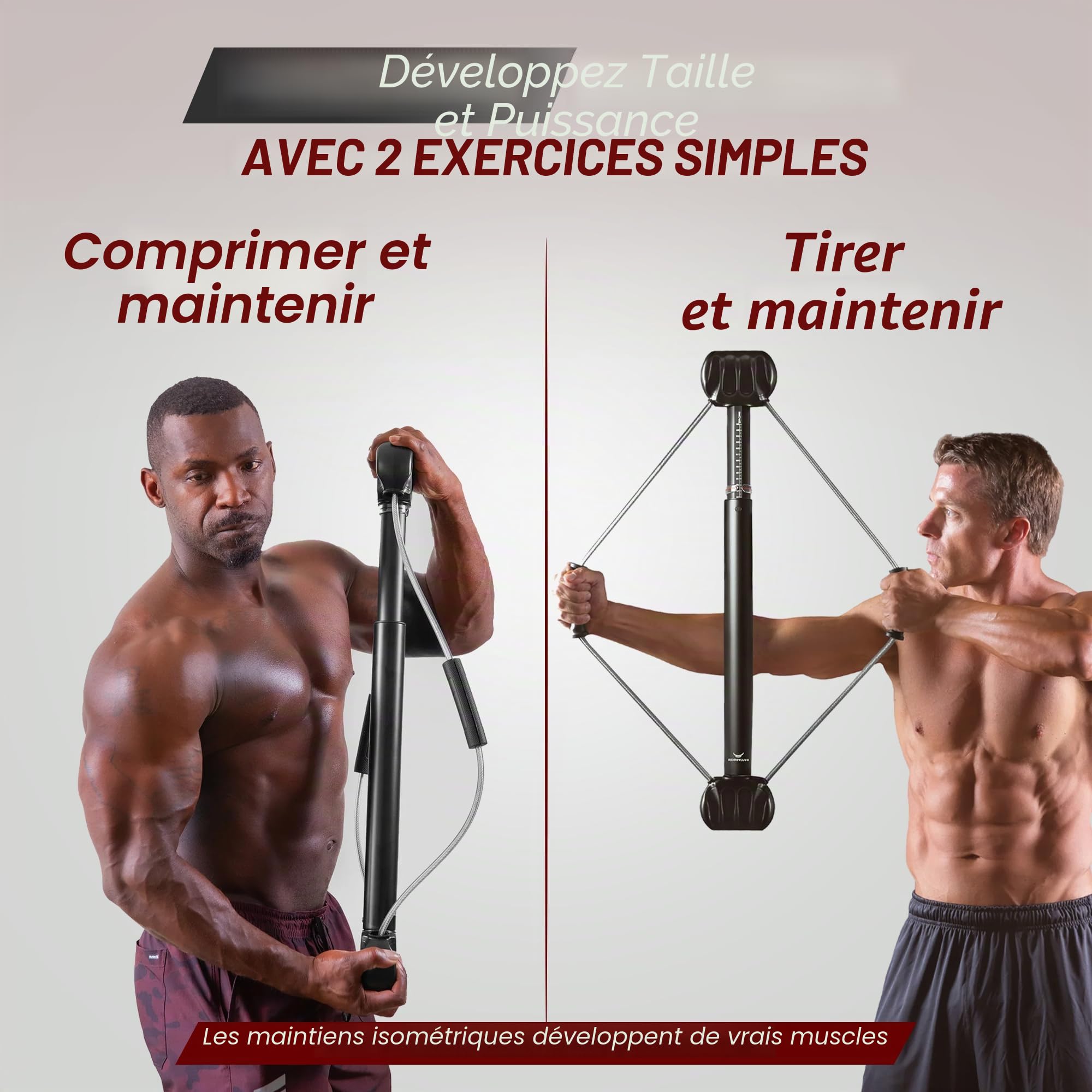 Bullworker Bow Classic 90cm Appareil d'exercice isométrique, Salle de Sport Portable à Domicile, résistance personnalisée, Appareil d'entraînement pour la Poitrine et Les Bras, Complet du Corps