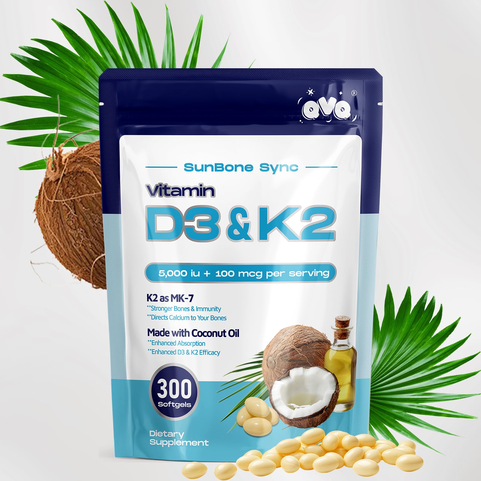 Vitamin D3 K2 10,000 IU + 200 mcg MK-7, 300 Coconut Oil Softgels, 10-Month Supply, Non-GMO, Gluten & Soy Free, Easy to Swallow — Amazon image 10