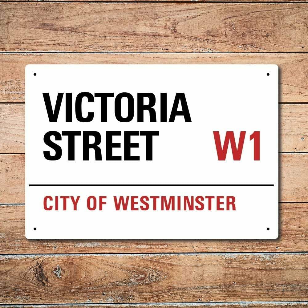 Yelacecca Tin Sign A38306 Wall Chimp London Metal Street Sign Victoria Street Street Sign 8X12 Inches