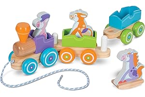 Melissa & Doug First Play Pull Behind Farm Animals Wooden Rocking Train