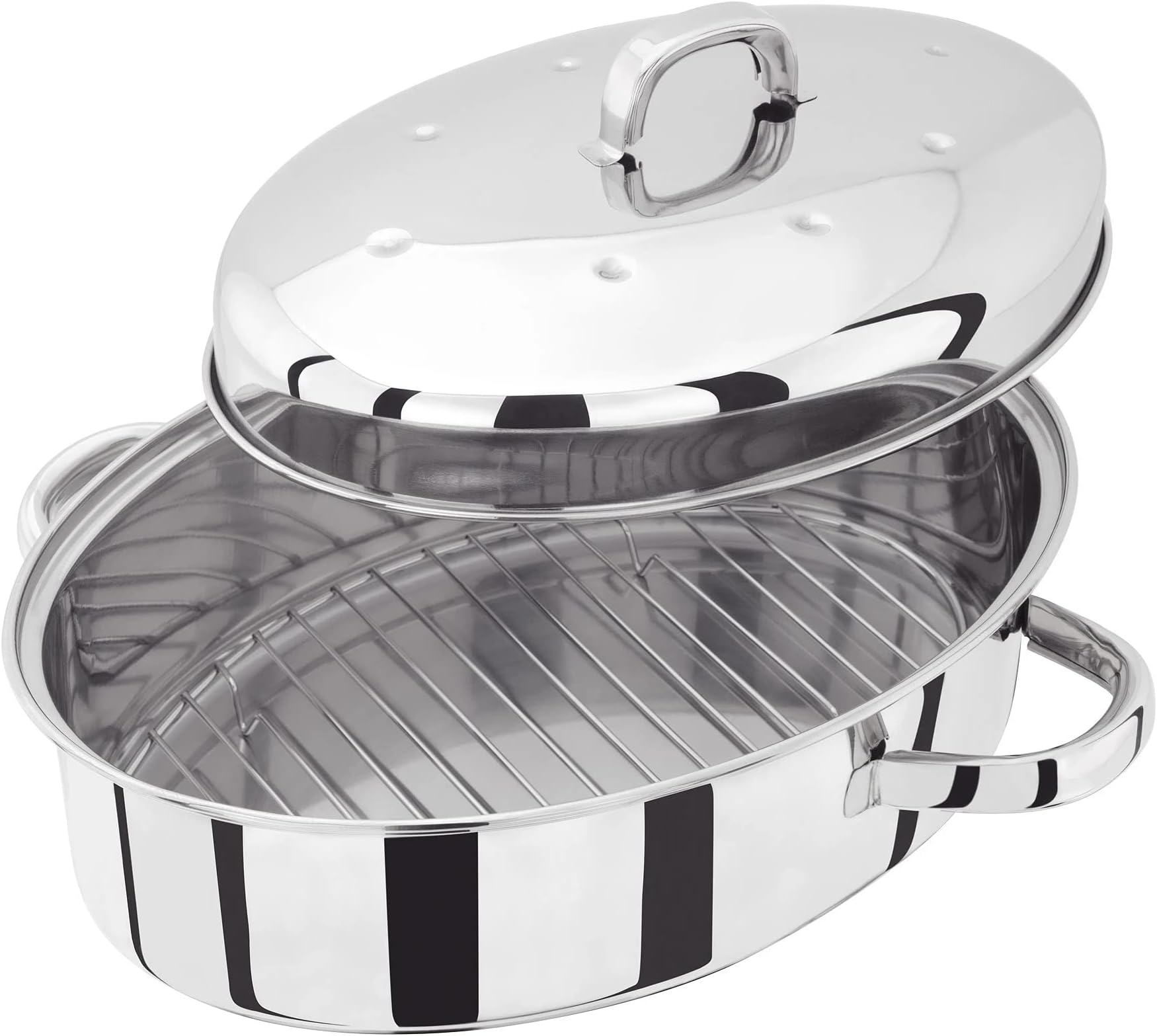 Relaxdays Roaster with Lid & Rack, Ovendish, Turkey Roasting Pan in