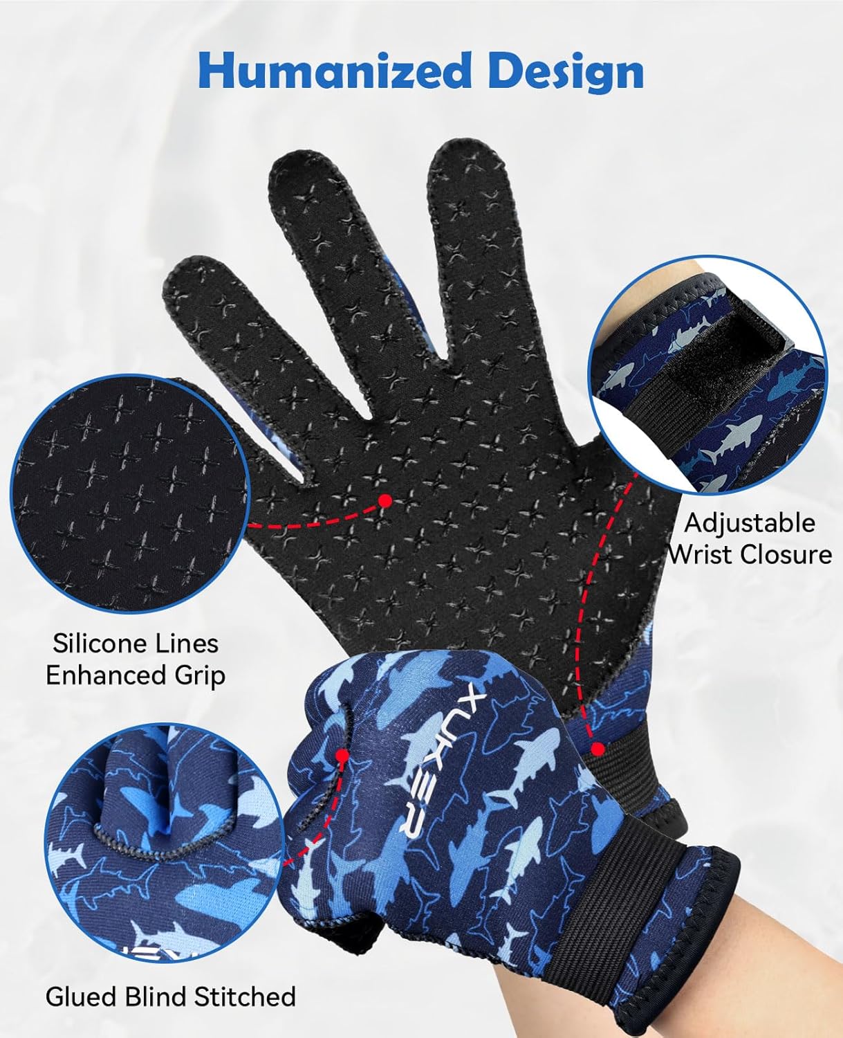 XUKER Kids 3mm Neoprene Wetsuit Gloves - Thermal Warmth for Diving, Scuba, Snorkeling, Kayaking & Swimming - Youth Water Sports Gloves