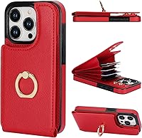 Vista 10 de Folosu Funda compatible con iPhone 15 Pro con soporte para tarjetas, rotación de 360°, soporte de anillo de dedo con función atril, bloqueo RFID