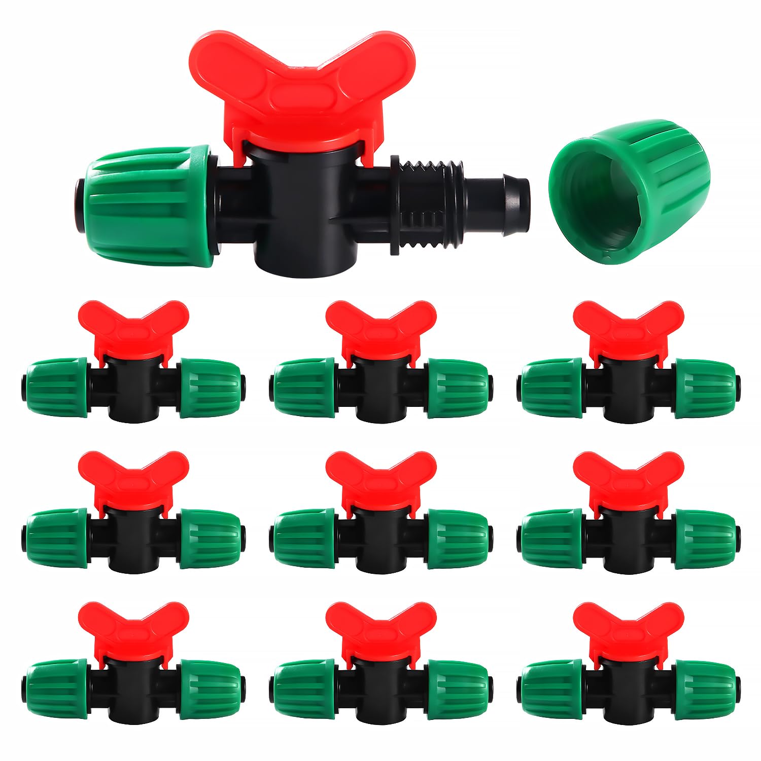 VooGenzek 10 Piezas Accesorios de Riego Tapones de Extremo para Tubos 16mm, Adaptador de Riego por Goteo, Conectores de Púas de Manguera para Sistemas de Riego, para Césped, Jardín (Negro) — view 16