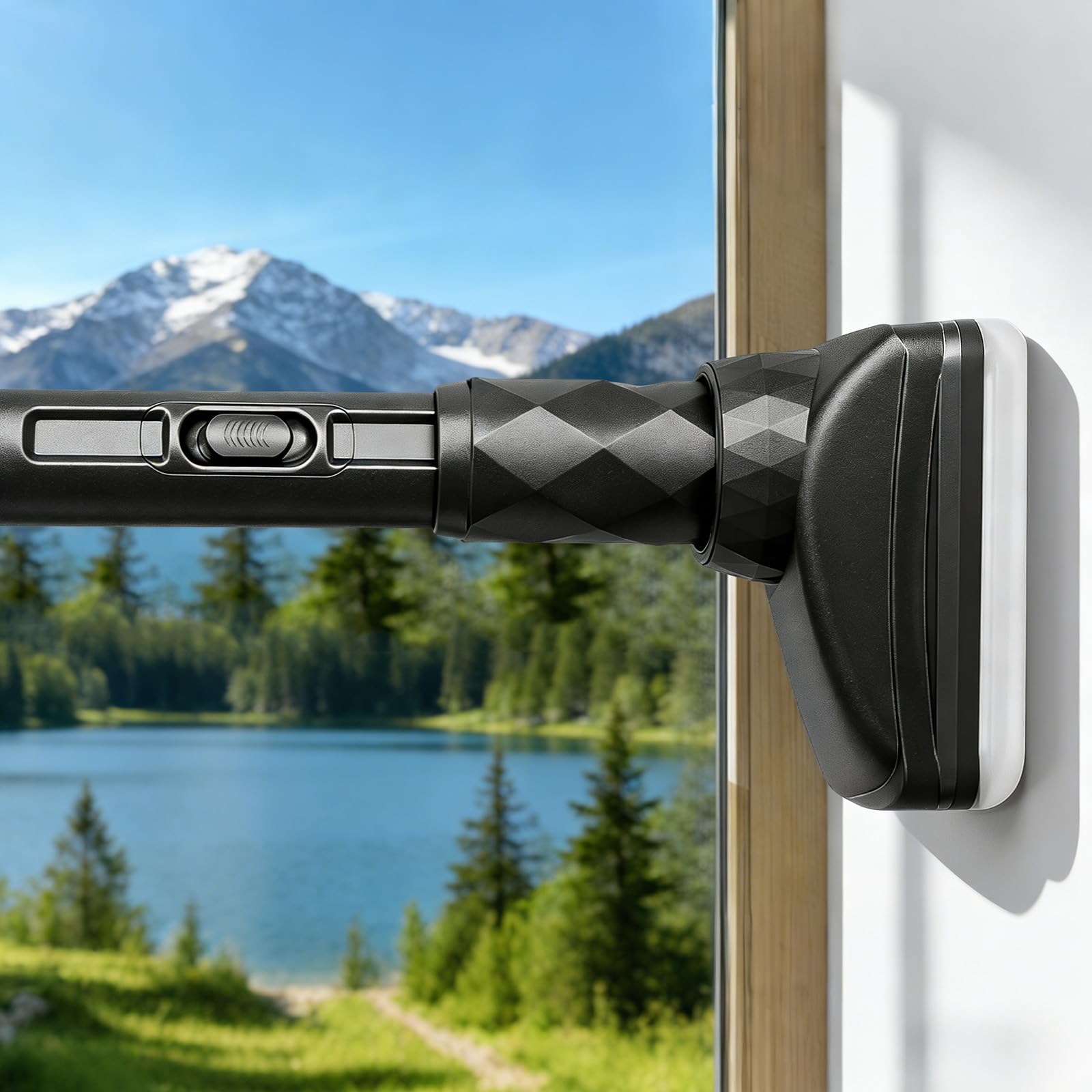 Extendable Shower Curtain Pole 100-260cm, One-Click Stretch Telescopic Curtain Poles Extra Long Tension Rods No Drilling Shower Curtain Rail for Living Room | Shower (Black, 100-260cm)