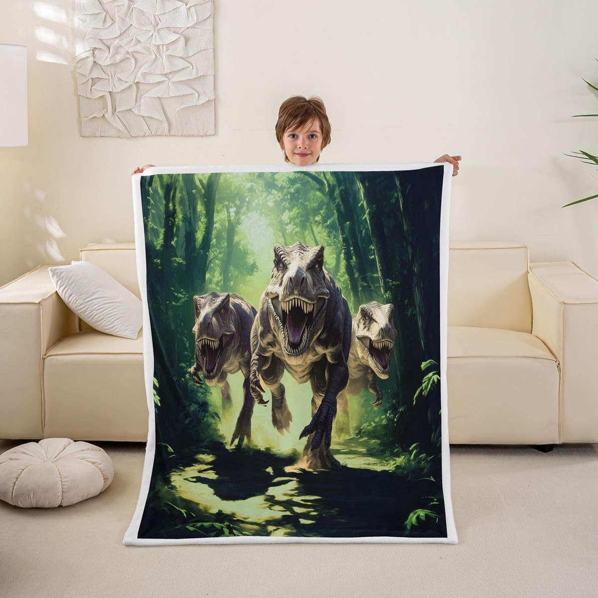 Couverture polaire dinosaure jetes de lit animaux jungle cadeau enfant