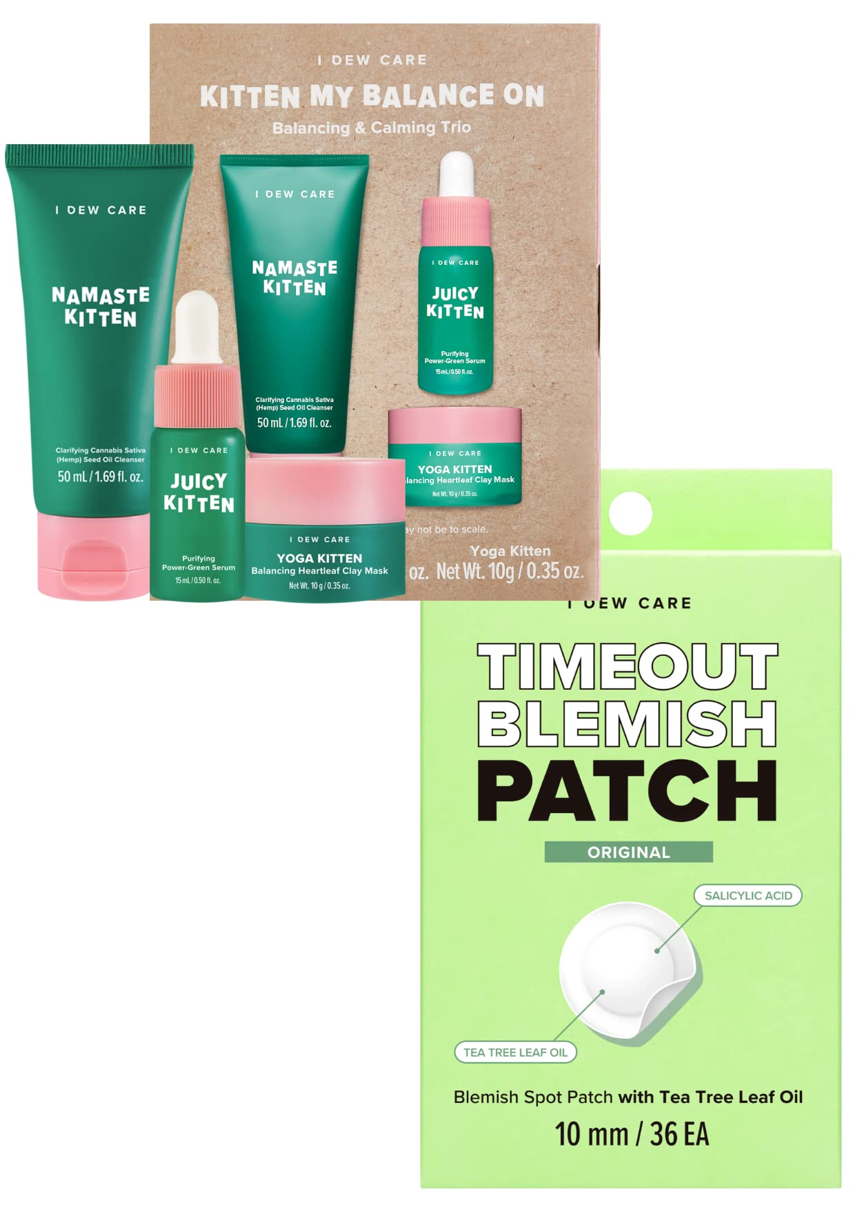 I DEW CARE Hydrocolloid Acne Pimple Patch - Timeout Blemish Original 36 Count 10mm Skin Care Set -
