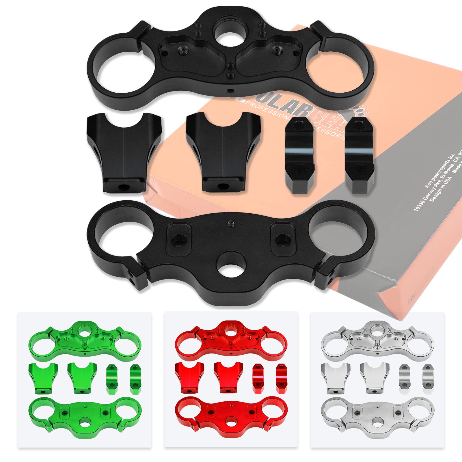 Photo 1 of POLARBEAR Triple Tree Clamp Assembly 28mm, Motorcycle Triple Clamp For 50cc 70cc 110cc Dirt Bike 50SX 125EXC 125SX 65SX 85SX Pit Dirt Bike Apollo KAYO TSD110 KMB60 Chinese Bike(28mm, Black) 28mm black