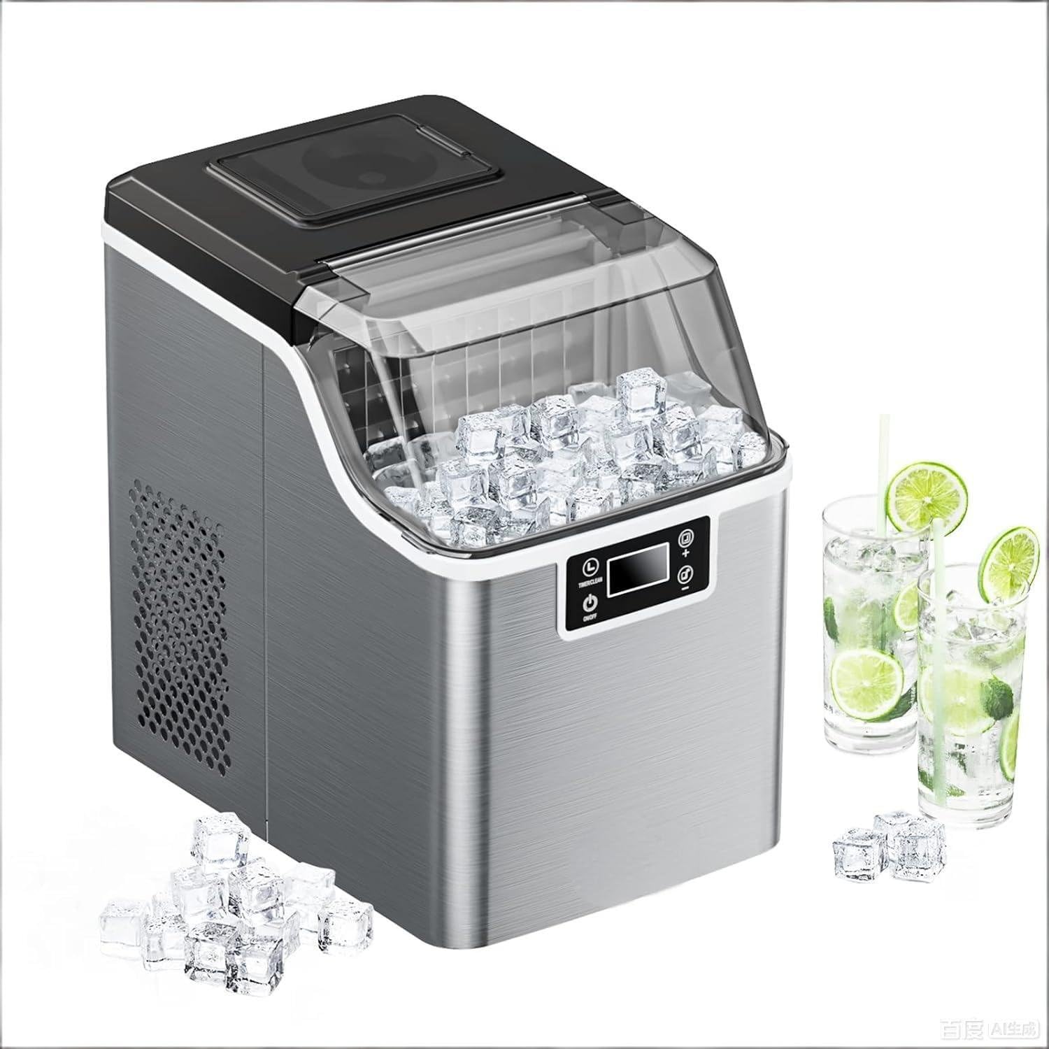 UofZc Portable Countertop Ice Maker Machine, 77Lbs/24H, 24 Pcs/13 Mins, 2 Ways to Add Water, Compact Self-Cleaning Ice Machine with Scoop & Basket for Home Office Bar Party