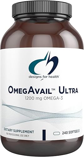 designs for health OmegAvail Ultra TG Aceite de pescado 1200 mg - Forma de triglicéridos Omega 3 Suplemento de aceite de pescado con DHA EPA - Sin