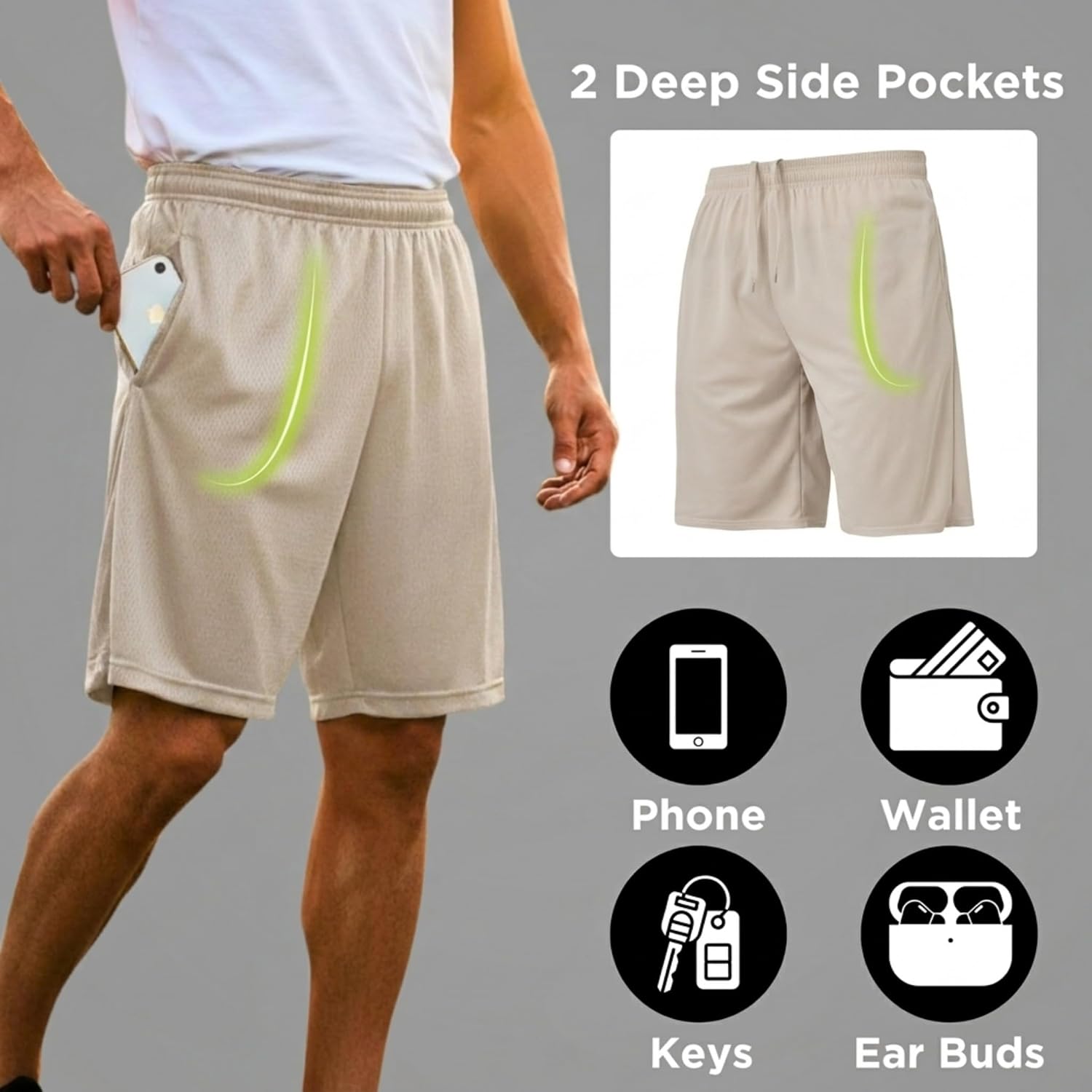 Ultra Performance 5 Pack Mens Shorts, Athletic Gym Shorts Workout Basketball Shorts for Men, SM - 5X