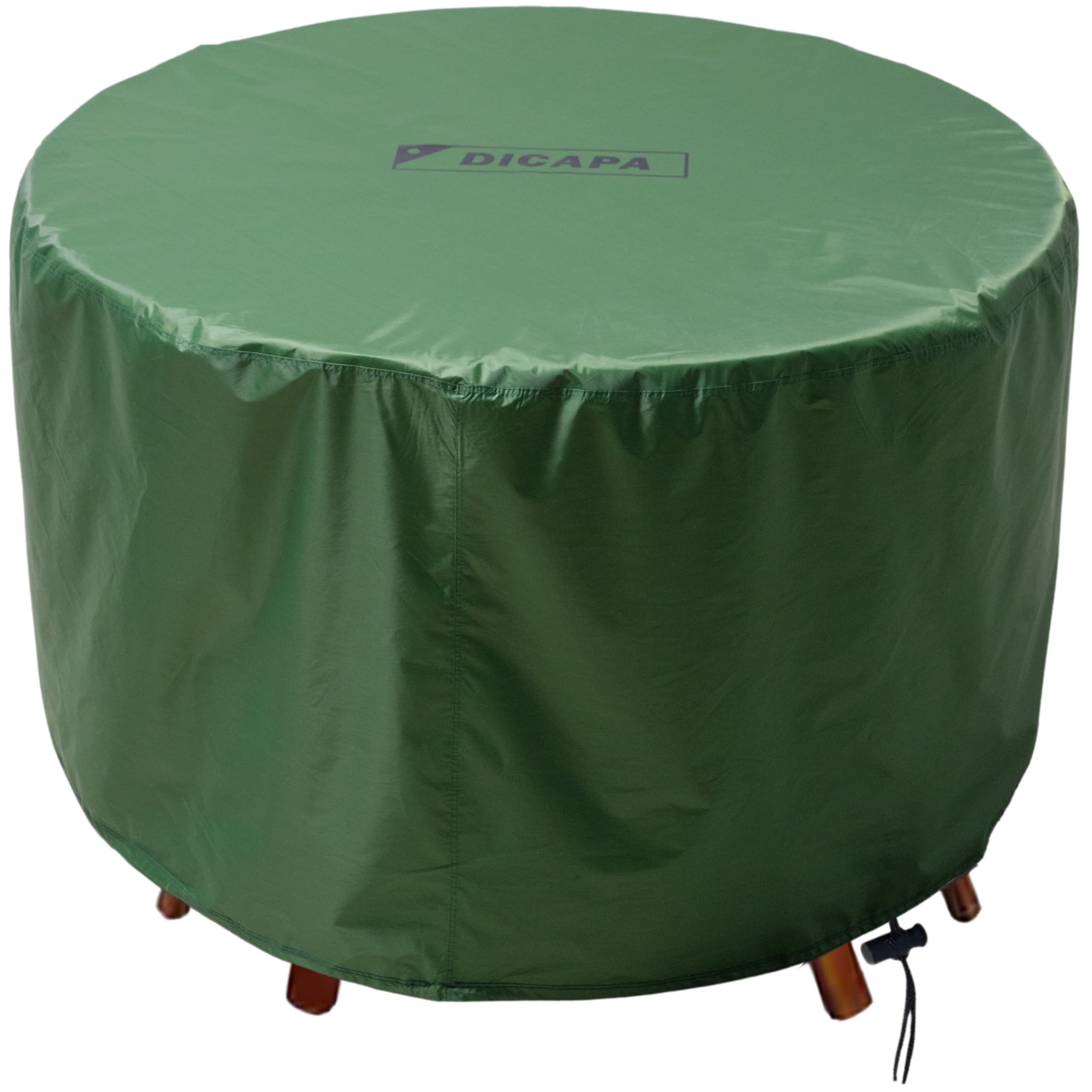 DICAPA Funda Mesa Exterior Impermeable Redonda, Ø160x70cm Verde, Protege tu Mesa de jardín Todo el año