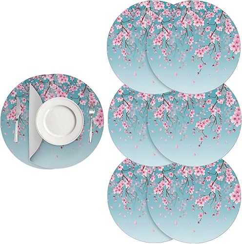 Miniatura 28 de Juego de 6 manteles individuales redondos resistentes al calor de mármol dorado de 15 pulgadas para decoración de mesa de comedor resistente al