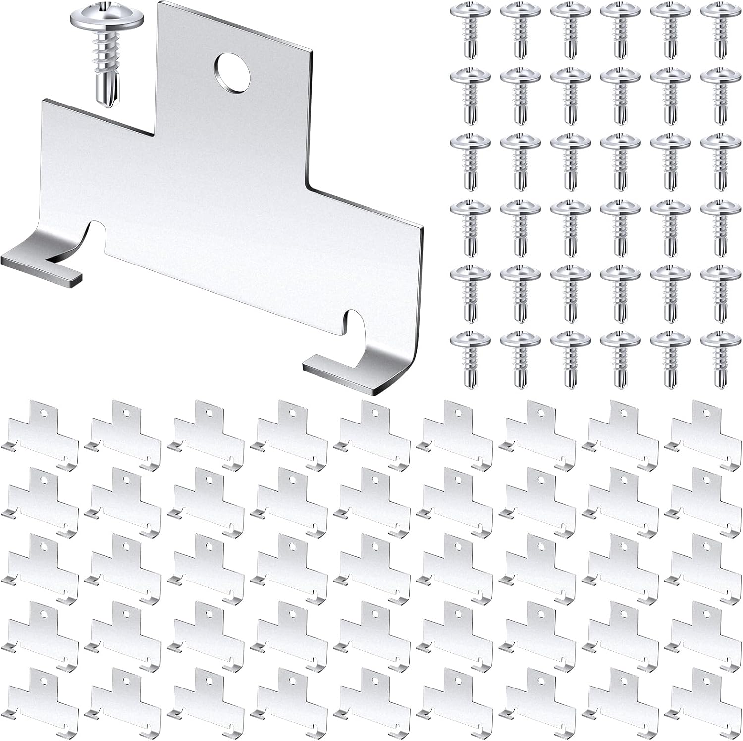 Dunzy Recessed Light Clips Downlight Housing C Clips Retrofit for Downlight with Self Tapping Screws Metal for Retrofit Down Light, Silver (80 Pcs)