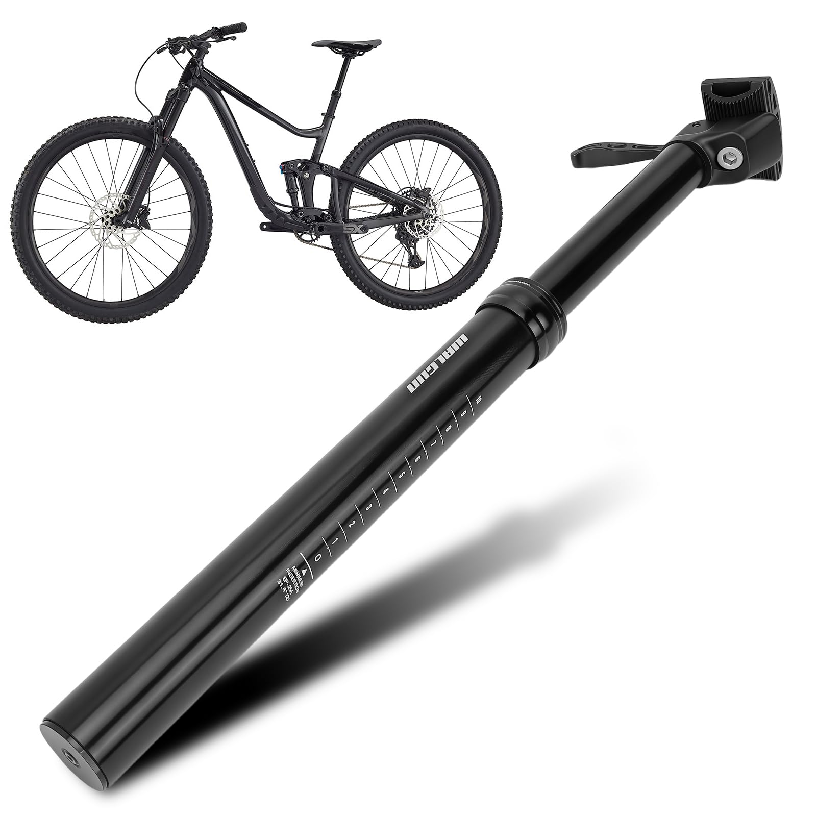 Sztyca podsiodłowa rowerowa 30,9/31,6 mm z amortyzatorem ze stopu aluminium, z regulacją wysokości, hydrauliczna, ręcznie obsługiwana sztyca podsiodłowa jako akcesoria rowerowe, długość całkowita 430