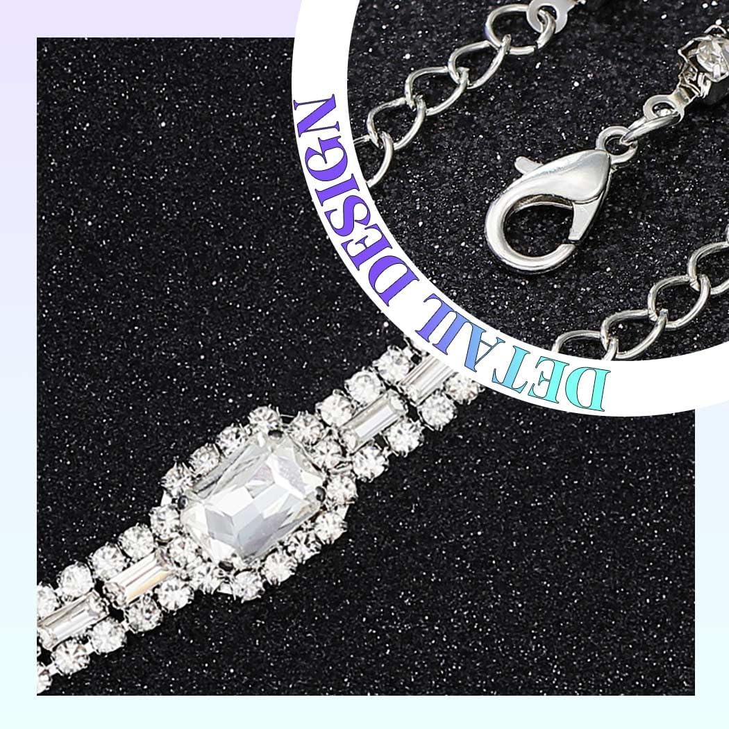 ACEDRE Rhinestone Choker Chain Silver Bling Diamond Prom Necklace Jewelry for Women - Image 4