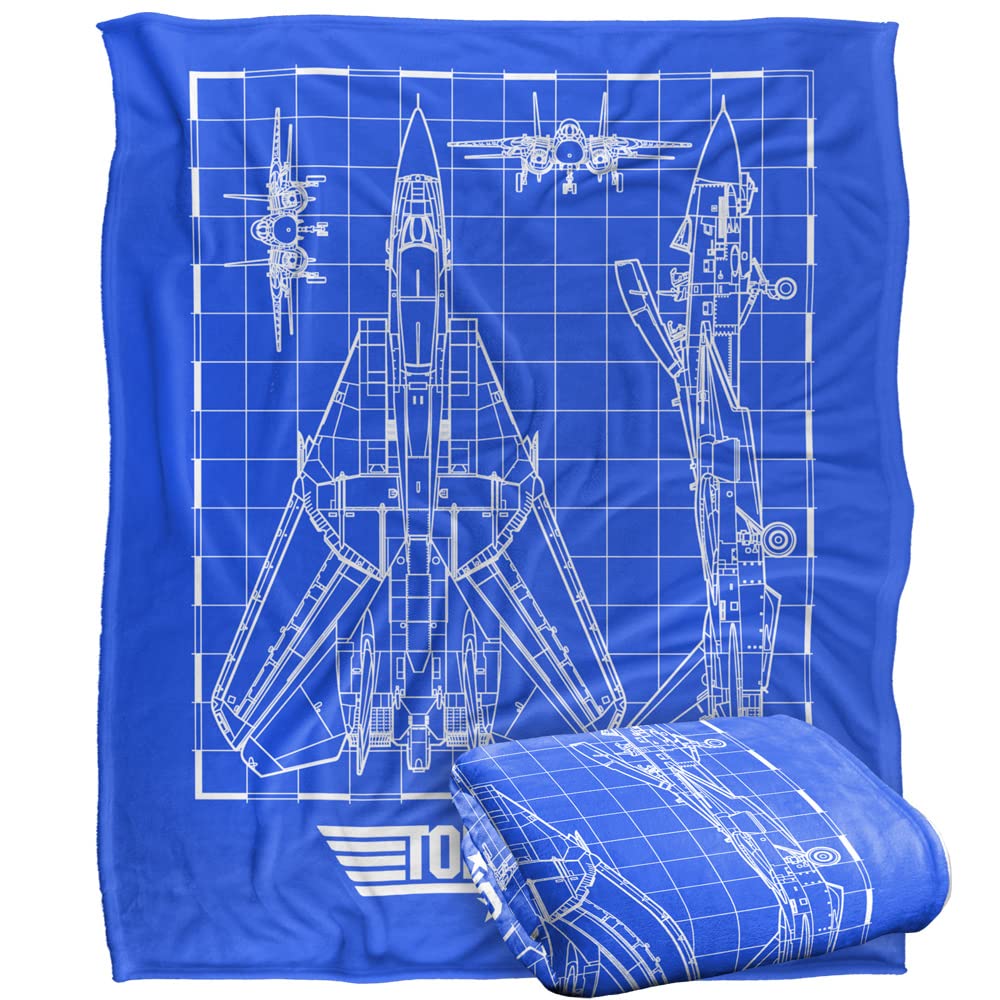 LOGOVISION Paramount - Top Gun Plane Bluprint Coperta super morbida al tatto setoso – 152 x 127 cm