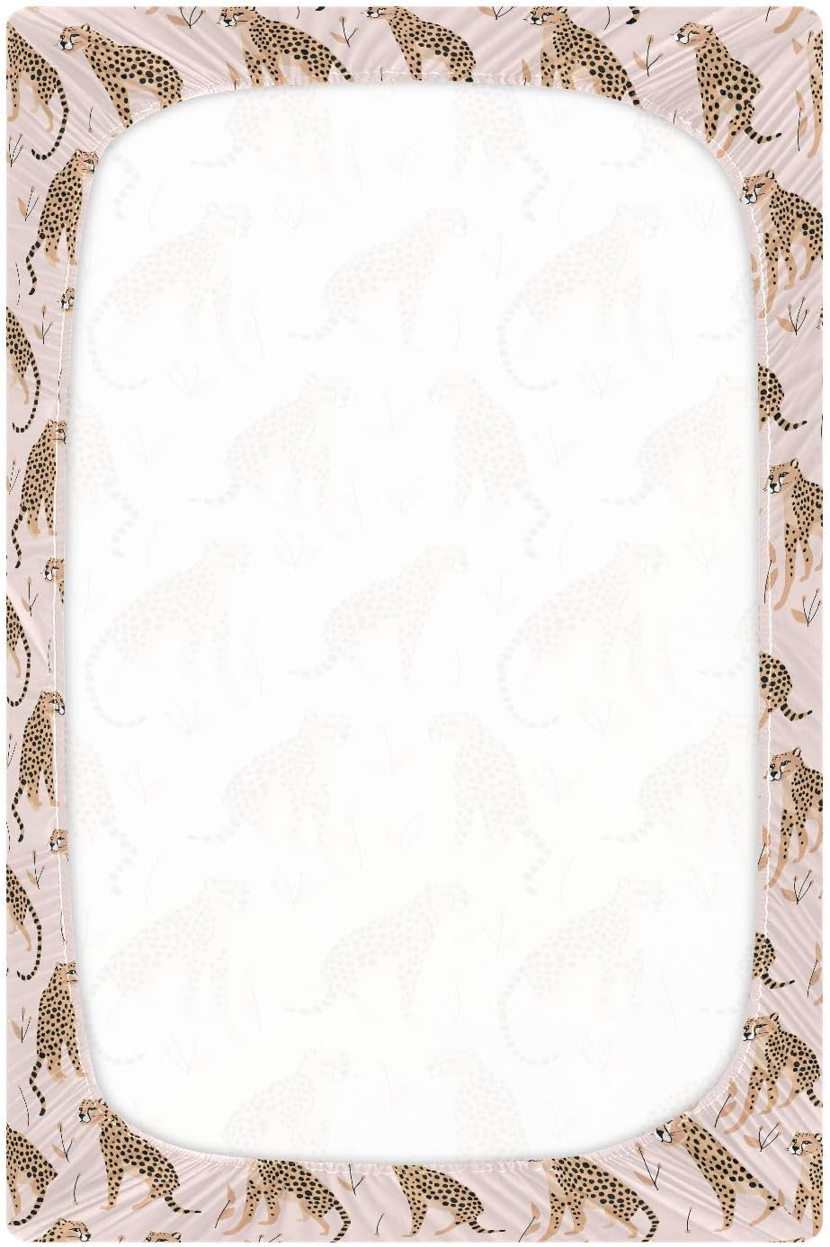 Cheetah Leopard Crib Sheets Stretchy Portable Sheets for Baby Toddler Breathable Soft Crib Mattress Sheet for Girls Boys