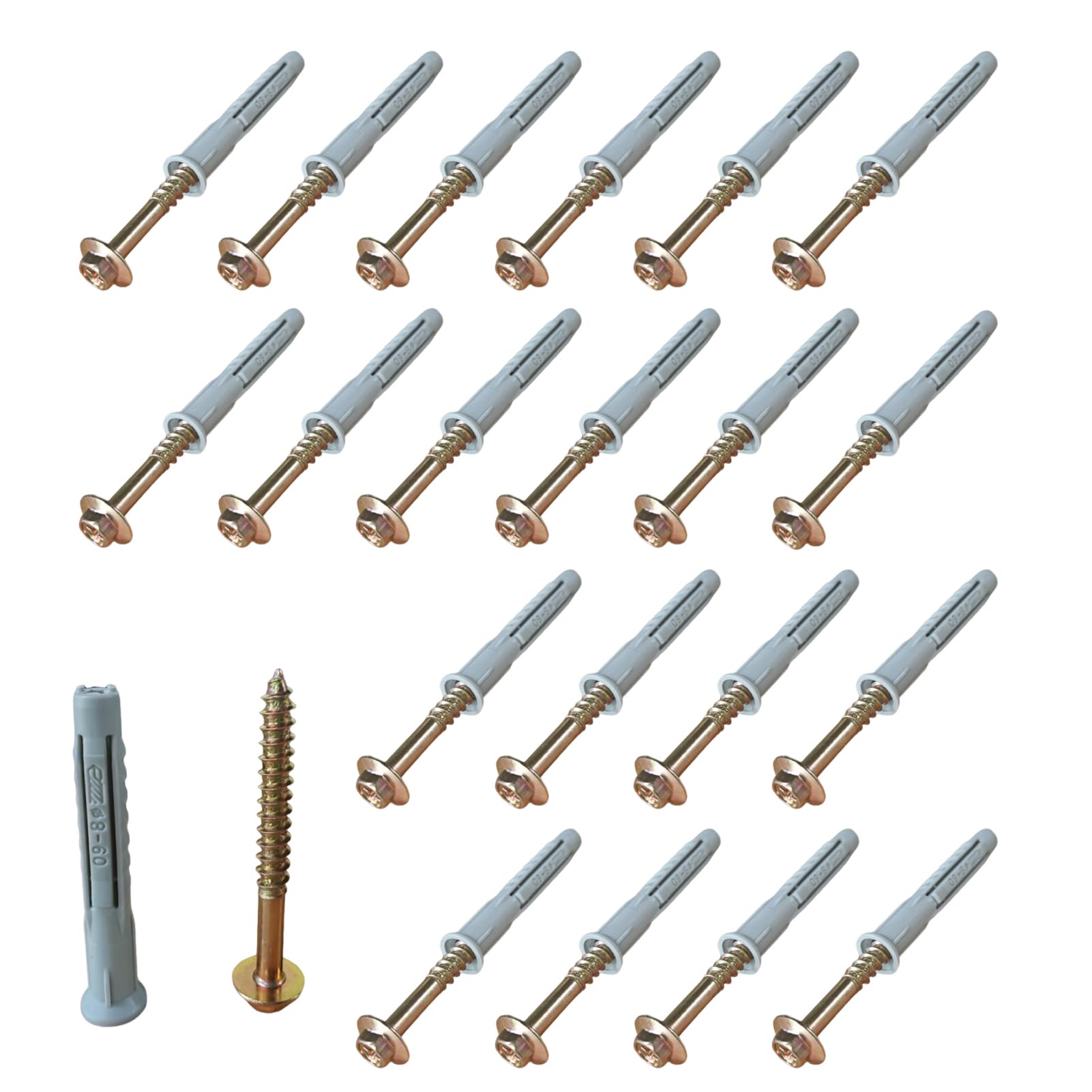 20 PCS Wall Plugs and Screws Heavy Duty Wall Plugs, M8*60 Plastic Expansion Tubes for TV Bracket Shelf Curtain Rod Installation, for Brick and Concrete Masonry Fixings