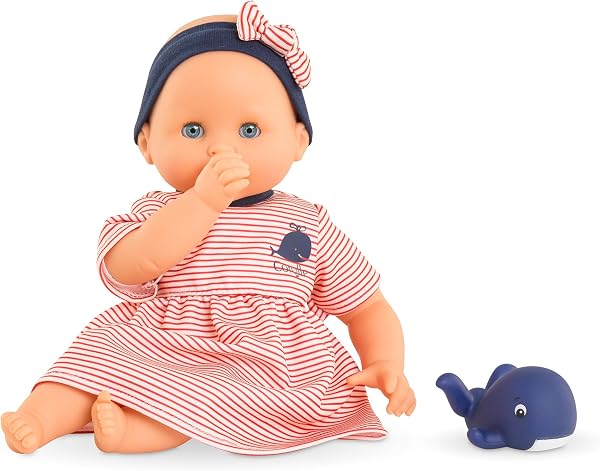 Corolle - Mon Premier Poupon, Bébé Bain Calypso, avec Jouet de Bain Baleine, 30cm, dès 18 Mois, 9000100860